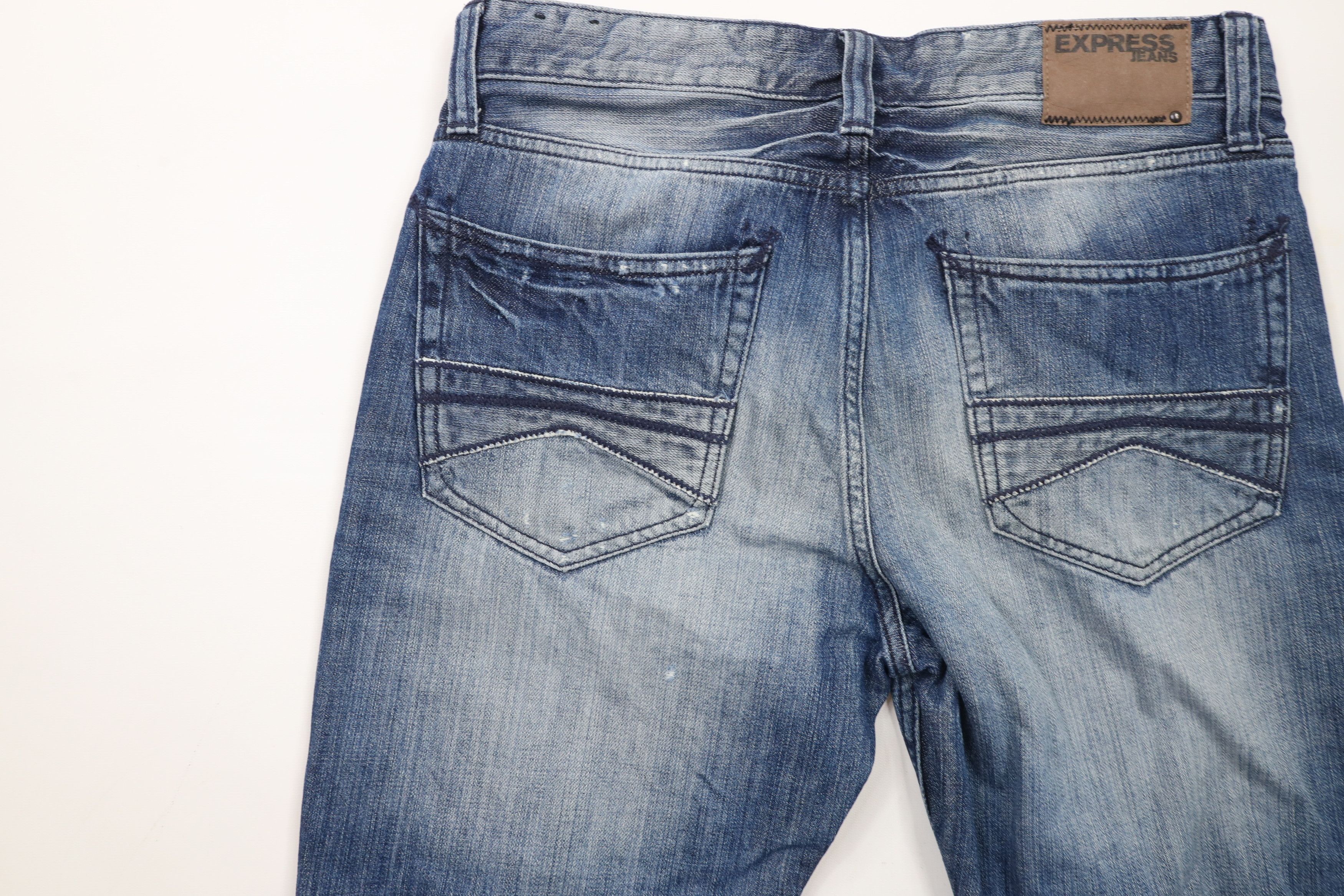Express × Vintage Express Rocco Slim Fit Low Rise Boot Cut Denim Jeans Blue Size US 33 - 15 Thumbnail