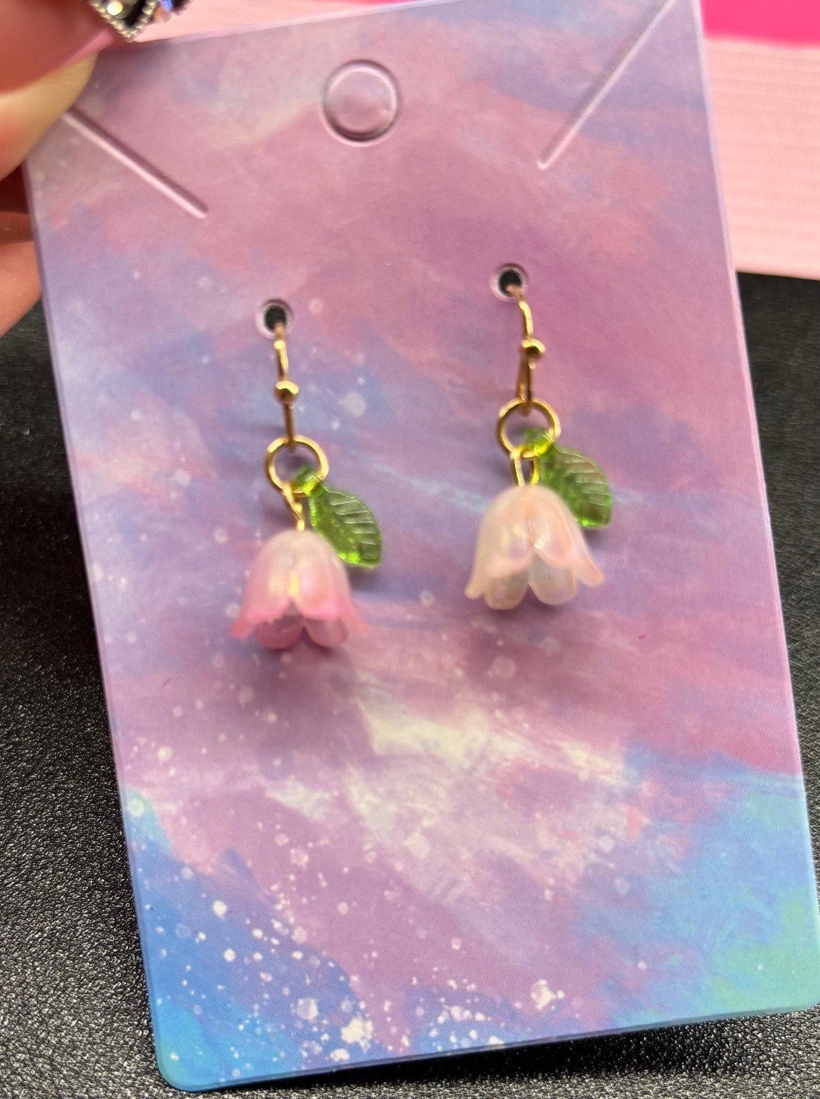 Handmade Flower earrings ombré light pink Size ONE SIZE - 1 Preview