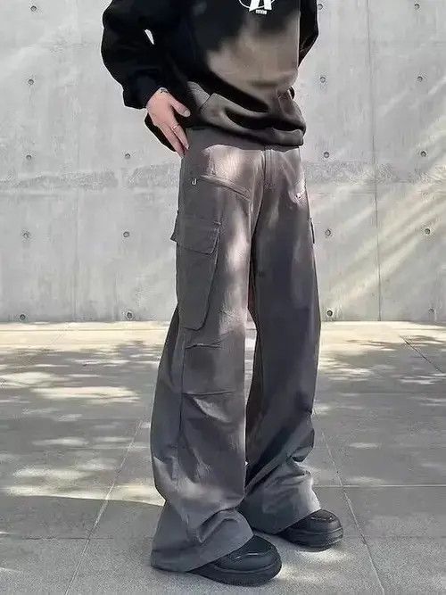 Cargo Baggy Flared Gray Pants
