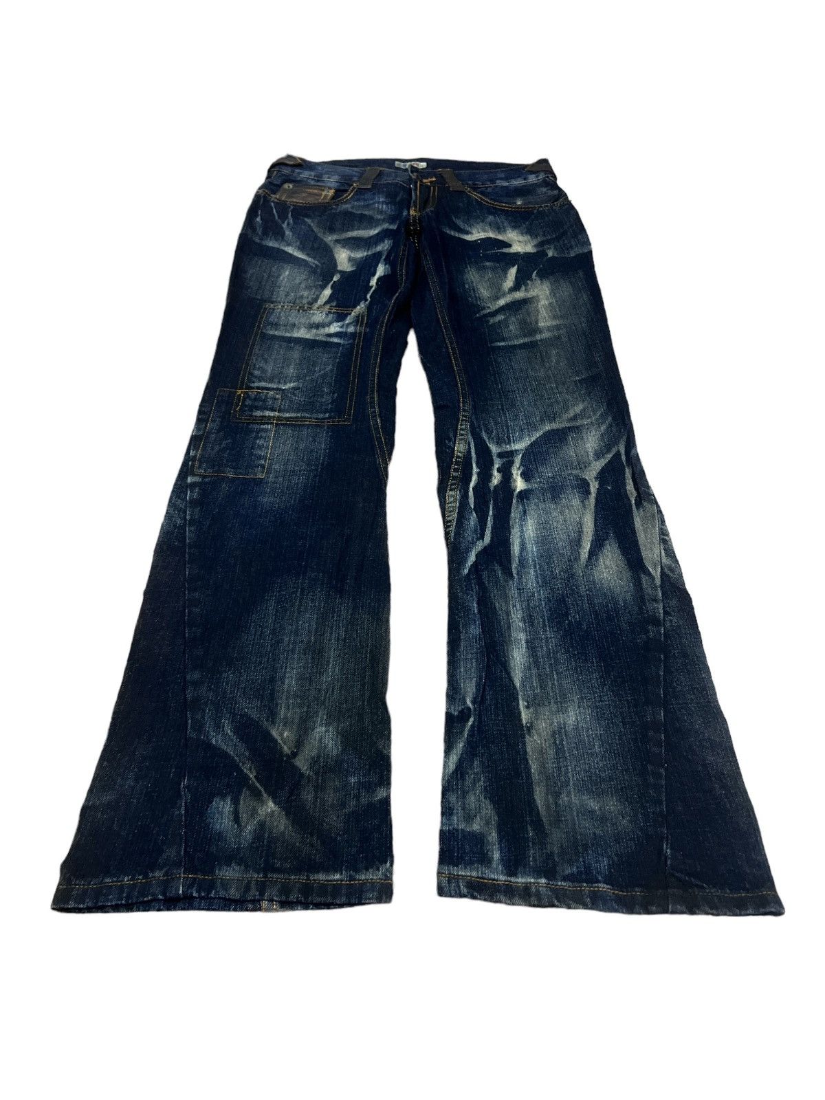Japanese Brand × Vintage FLARED🔥SICK‼️UNKNOWN DISTRESSED DENIM PANT Size US 29 - 2 Thumbnail