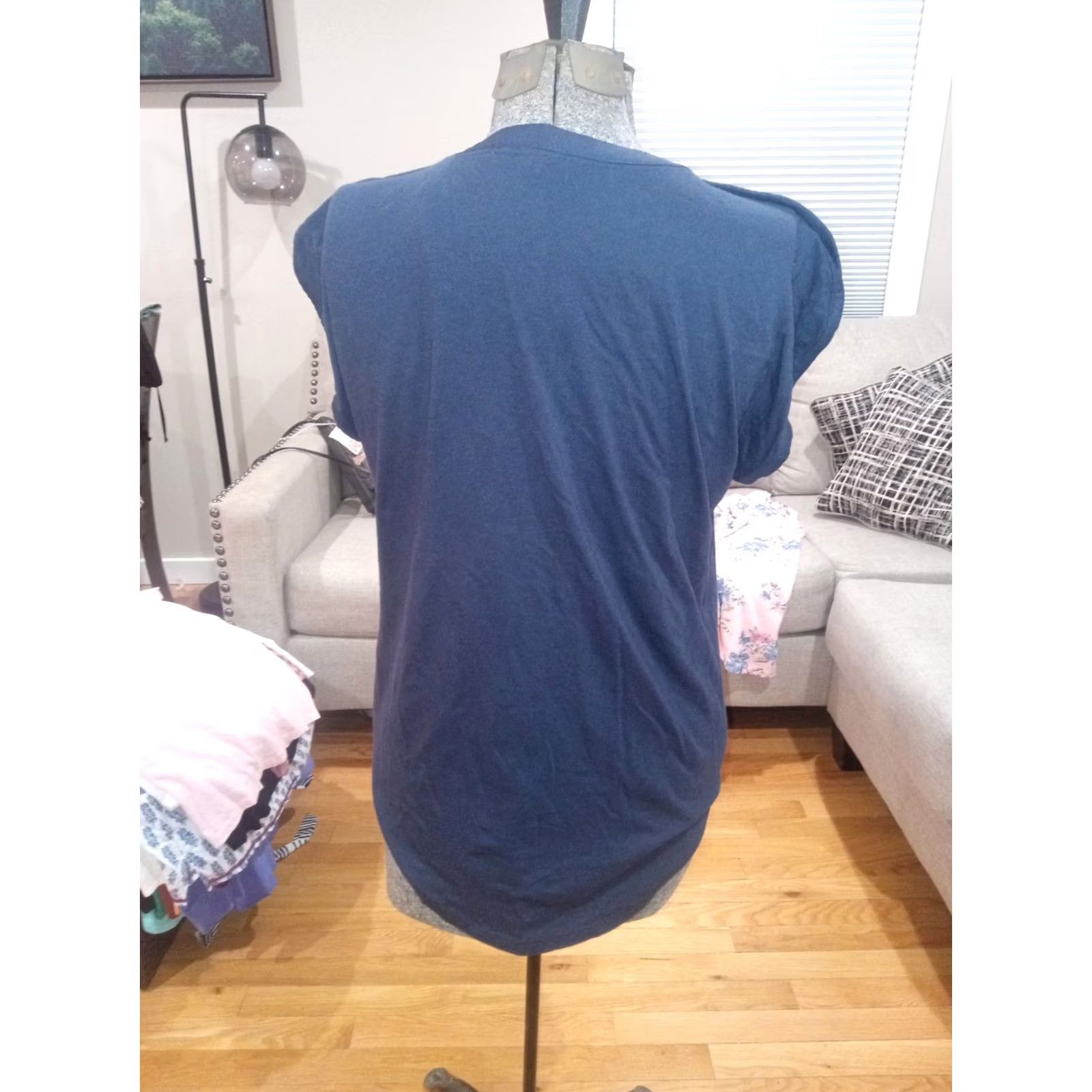 Nautica Nautica Split Neck Tee Small - Navy Women T-Shirt Blue 36" Chest 18" Shoulders 25" Length Ladies Shirt Size S / US 4 / IT 40 - 3 Thumbnail