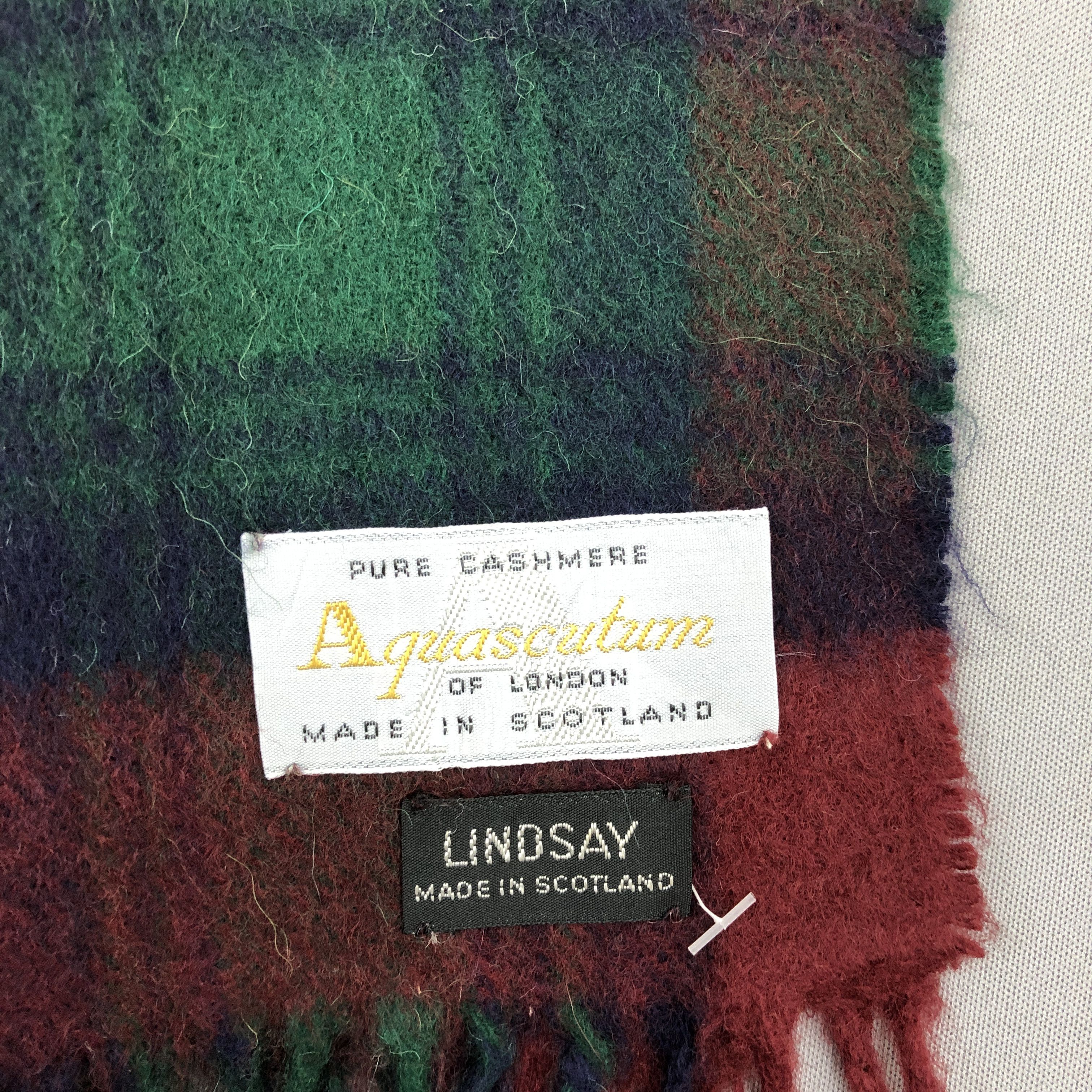 Vintage Aquascutum Scarf Muffler Scotish Tartan Wool Scarves