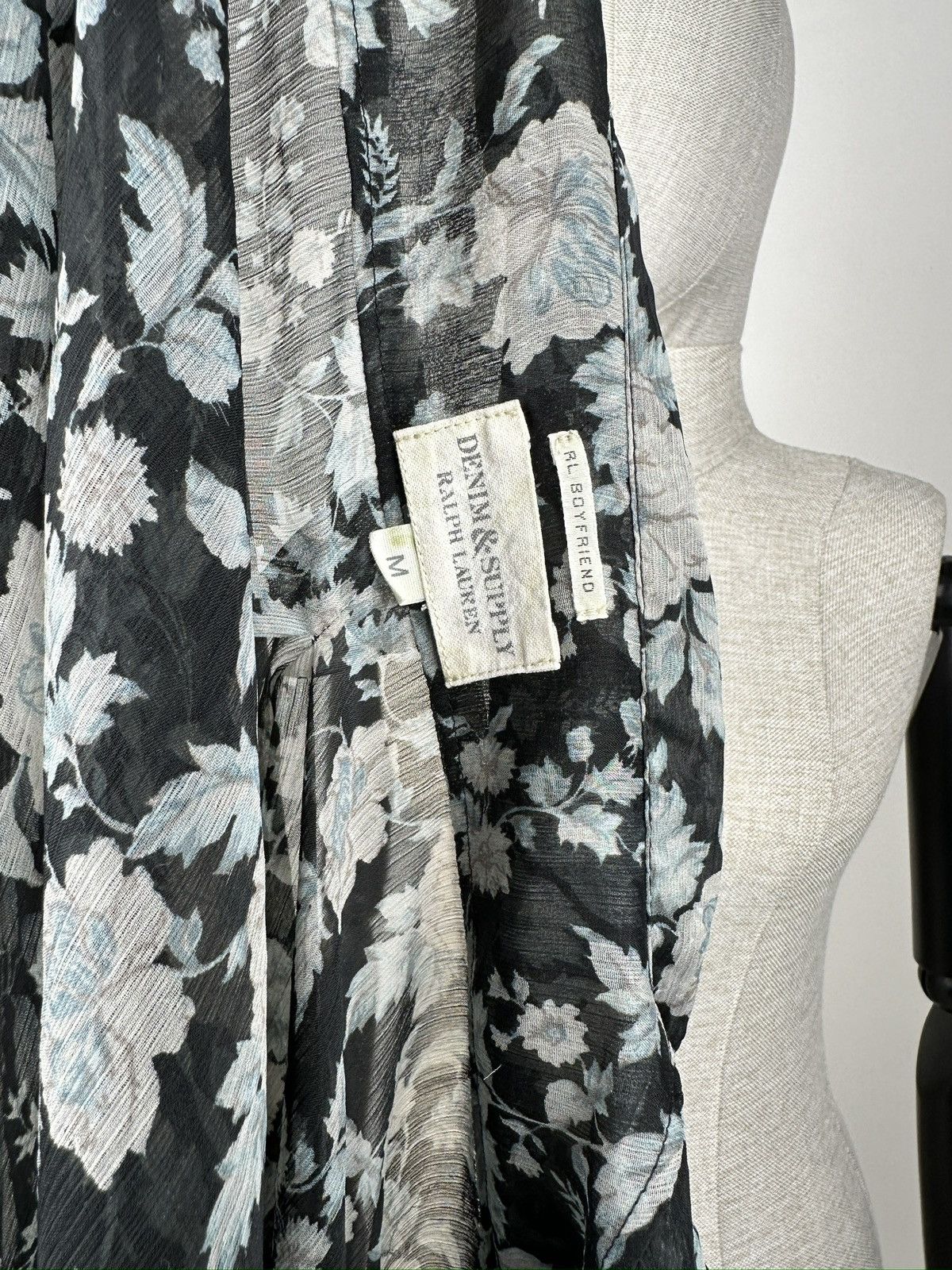 Denim & Supply Ralph Lauren DENIM & SUPPLY RALPH LAUREN Blouse Floral Sheer Crepe Shirt Size M / US 6-8 / IT 42-44 - 4 Thumbnail