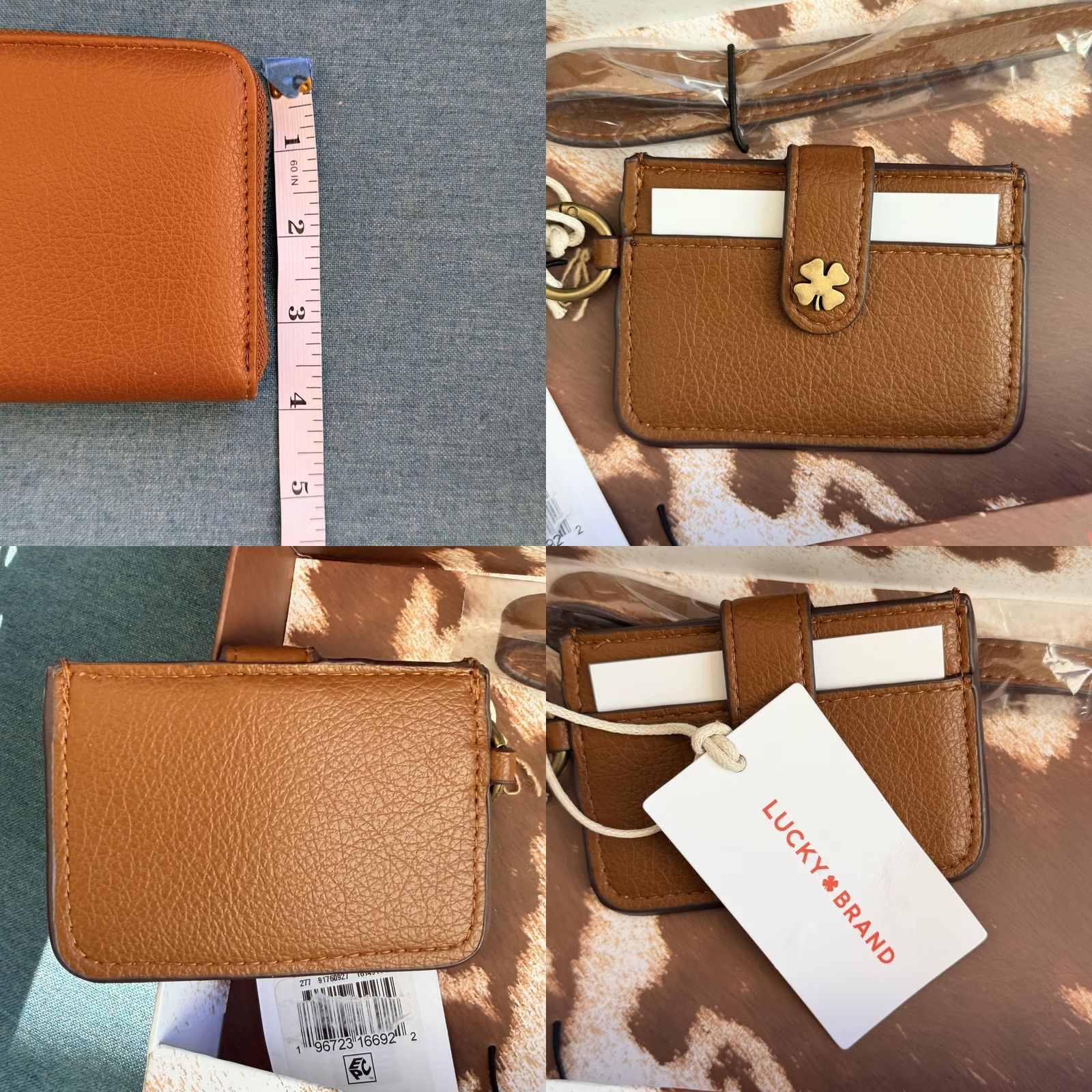 Lucky Brand Lucky Brand Wristlet Wallet Set Womens One Size Brown Leather Card Case Clover Size ONE SIZE - 8 Thumbnail