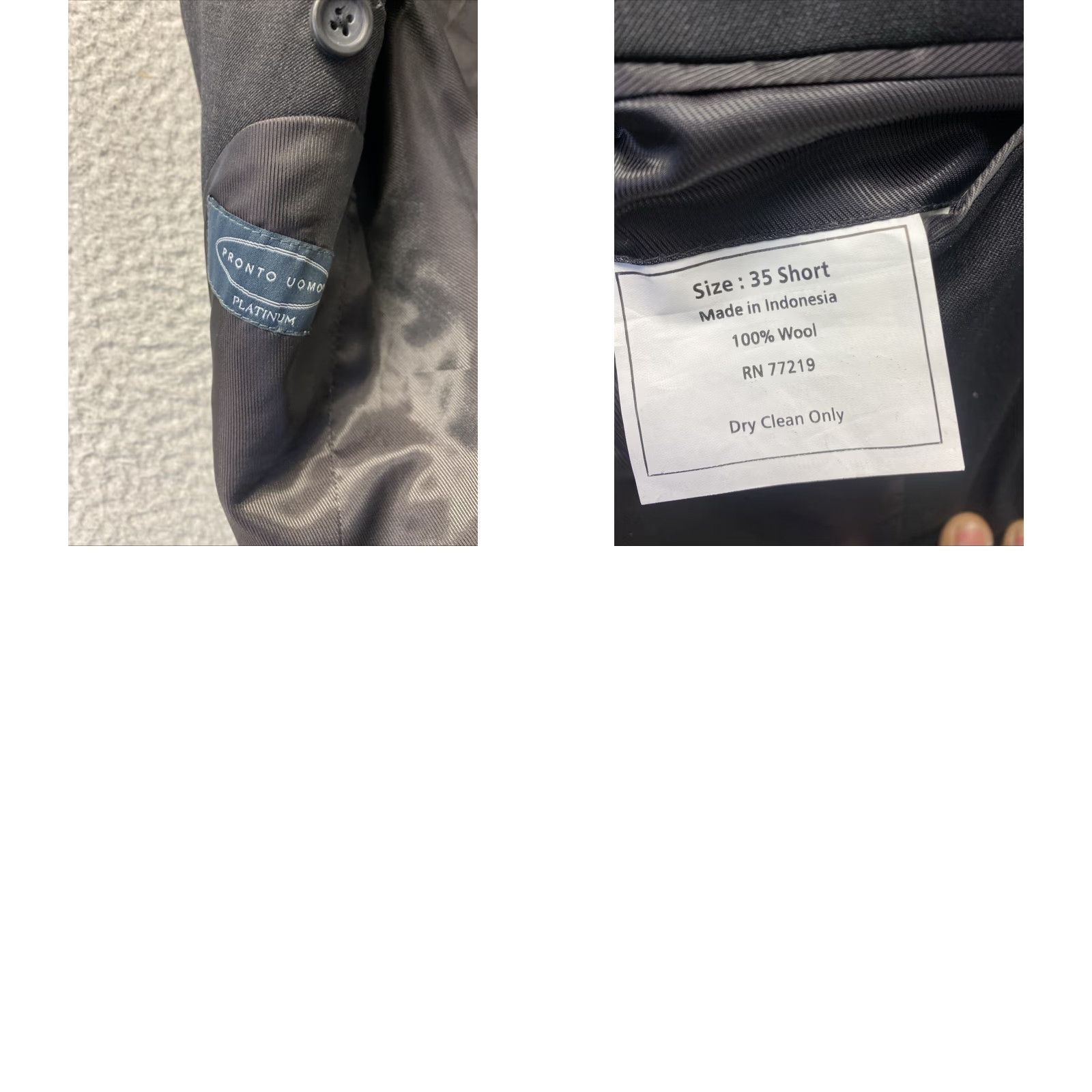 Pronto Uomo PRONTO Uomo Platinum Mens Sport Coat Jacket Blazer Gray 35S Single-Breasted 2-Button Notch Wool Jacket Short Dry Clean Only Mens Size 34R - 8 Thumbnail