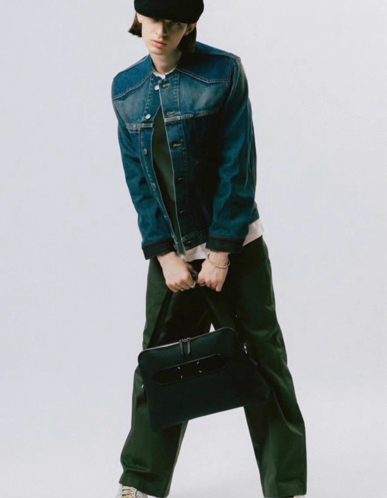 Maison Margiela MM Collarless Colorblocked Washed Denim Jkt Wang Yibo Size US M / EU 48-50 / 2 - 5 Thumbnail