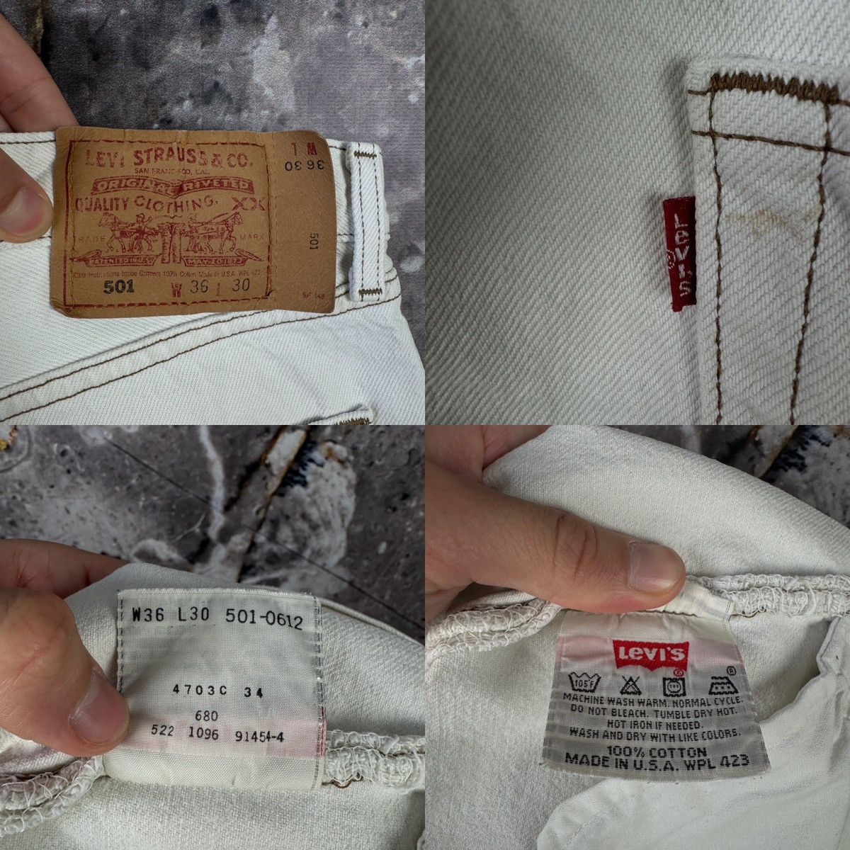 Levi's Men’s Levi’s 501 White Jeans Vintage USA 🇺🇸 Size W36 L30 Size US 36 / EU 52 - 24 Thumbnail