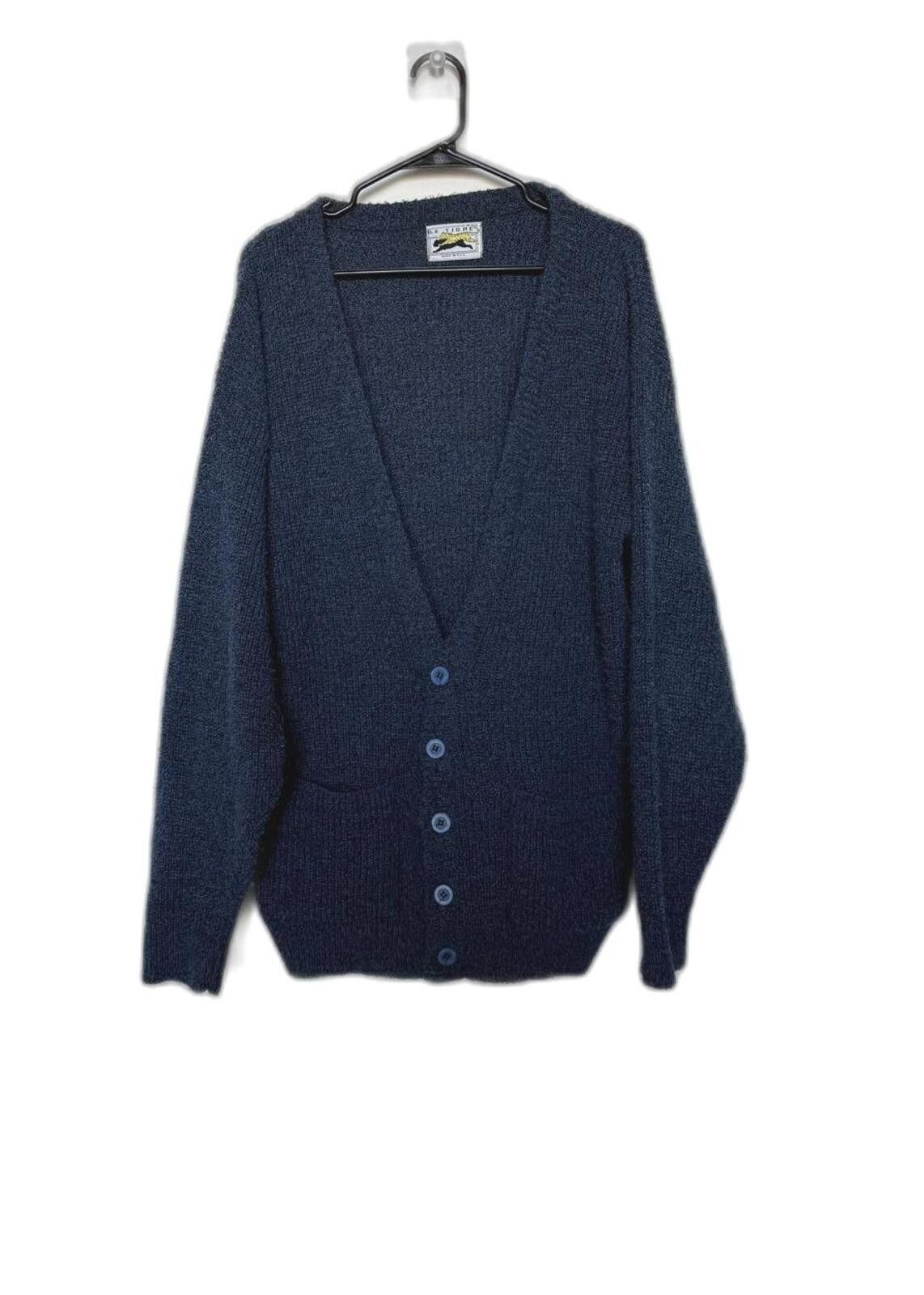 Le TIGRE Le Tigre Vintage 90s 80s Knit Blue Cardigan Size M / US 6-8 / IT 42-44 - 1 Thumbnail