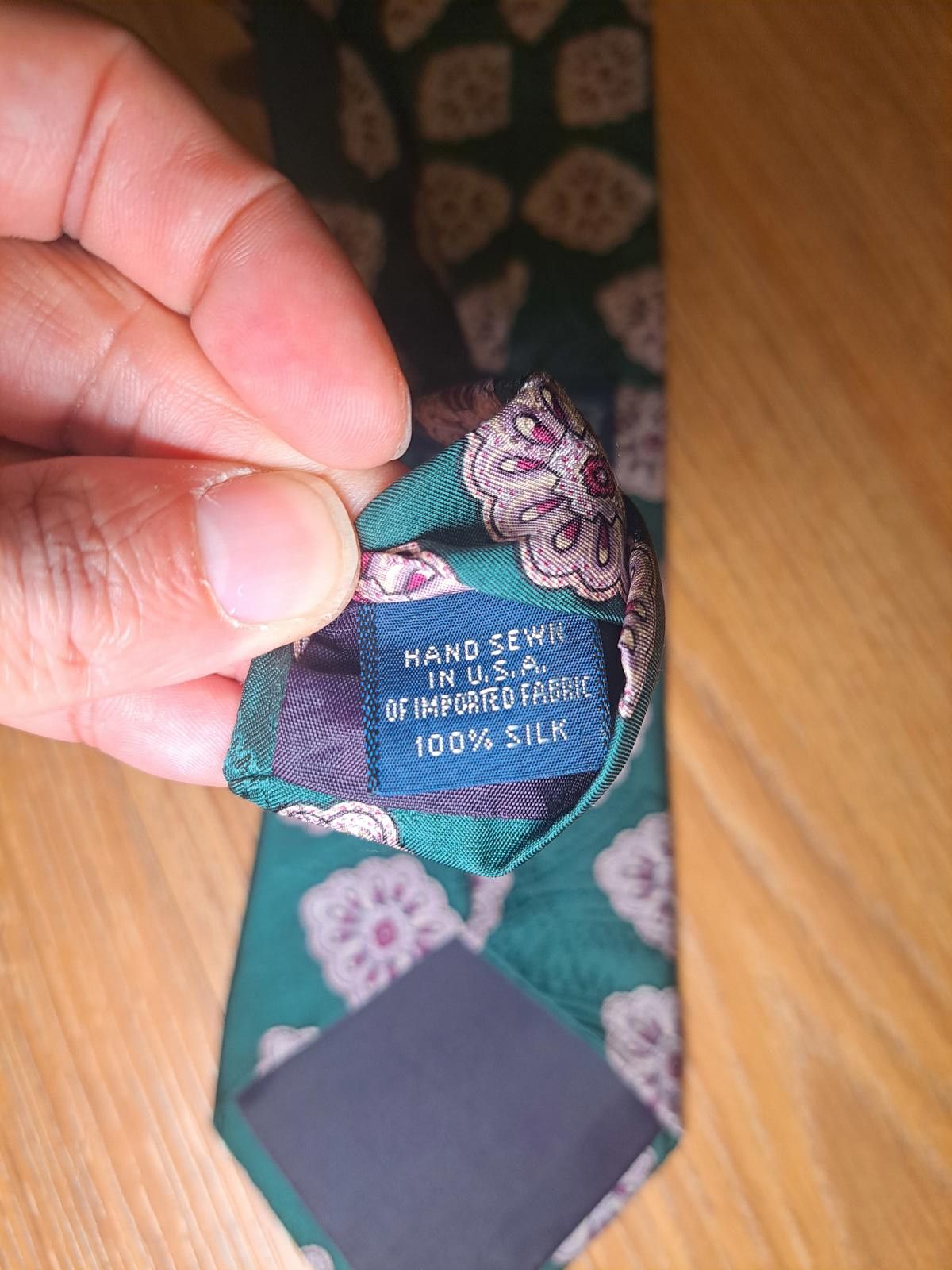 Lands' End Lands End Tie 100% Silk Handmade in USA Green Floral Size ONE SIZE - 3 Thumbnail