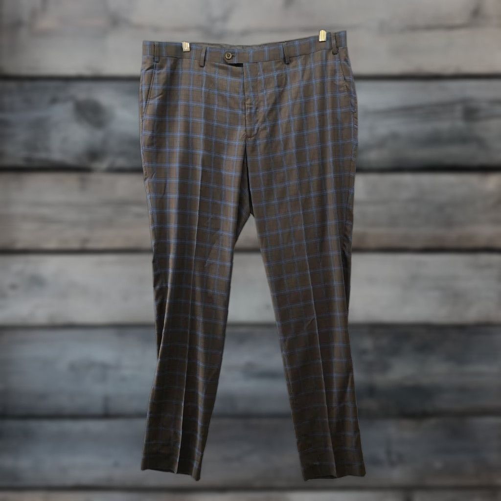 Vintage The Savile Row Plaid Strand Dress Pants Mens 42x35 Brown Blue Straight Leg Dress Pants Mens 42 Brown Blue Plaid Strai Size US 42 / EU 58 - 1 Thumbnail