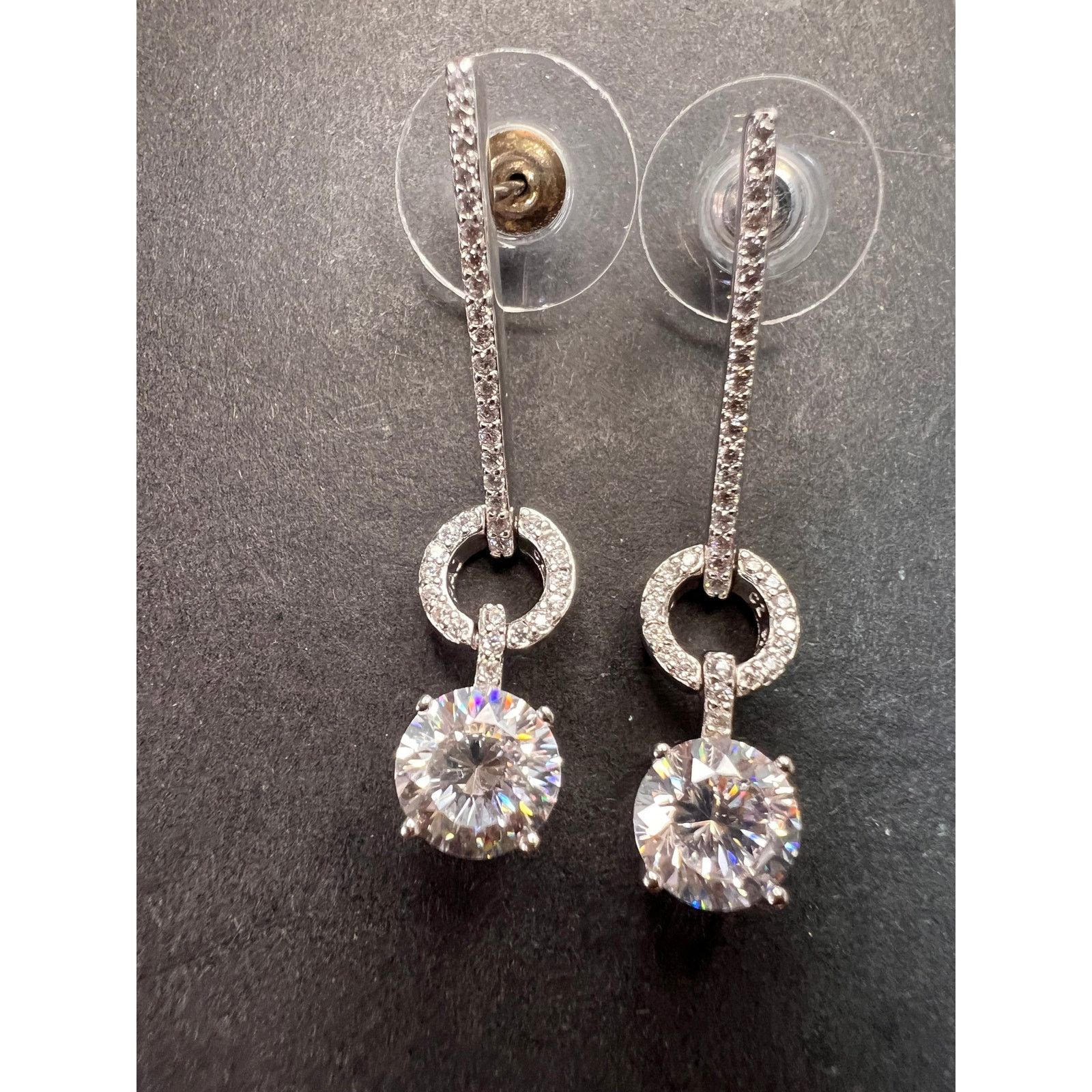 Other White CZ long earrings in sterling silver Size ONE SIZE - 1 Thumbnail