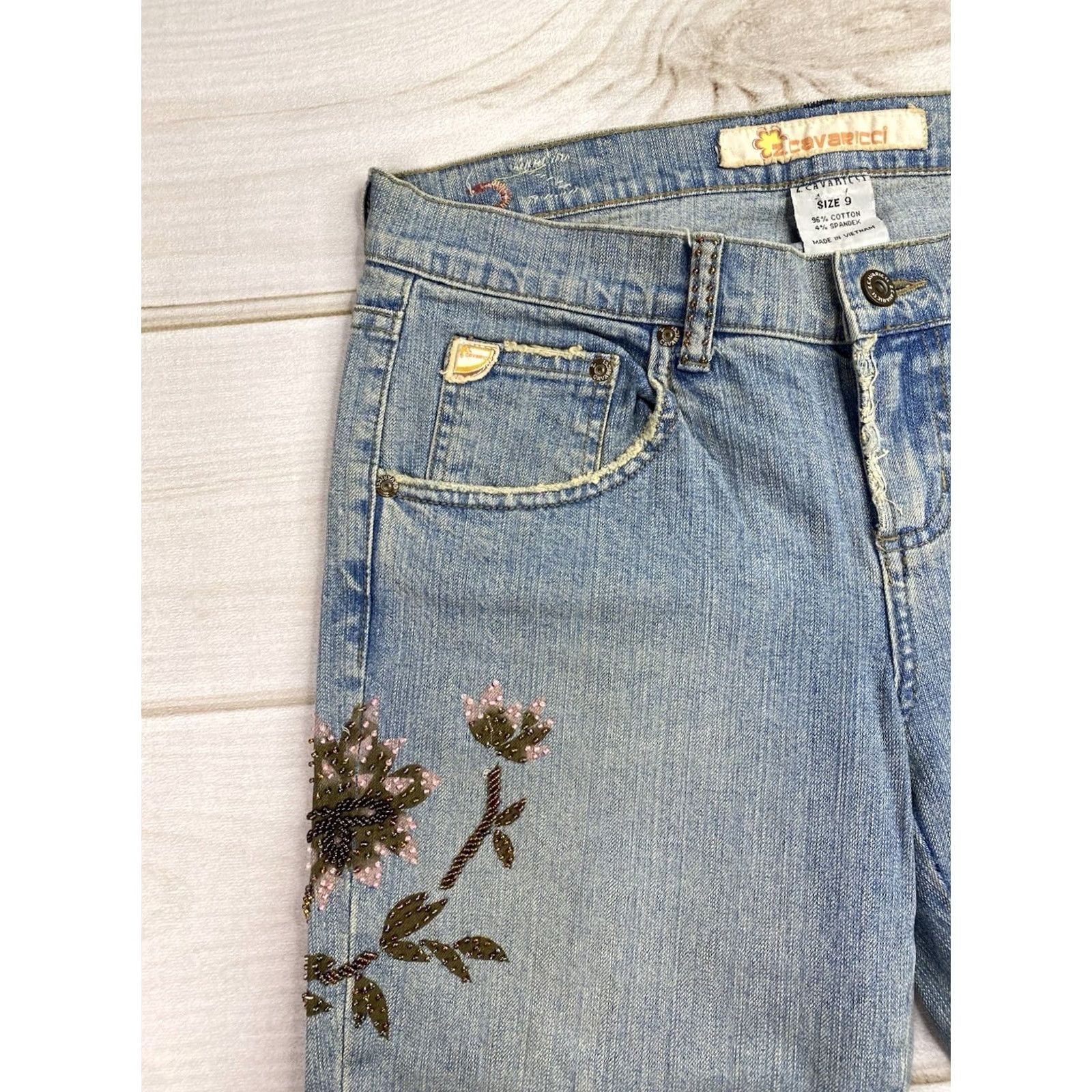Vintage VINTAGE Z. Cavaricci Jeans Jr Sz 9 Light Wash Floral Embroidered Low Rise Bohemian 90s Hippie Whimsigoth Jeans Womens Size 30" / US 8 / IT 44 - 3 Thumbnail