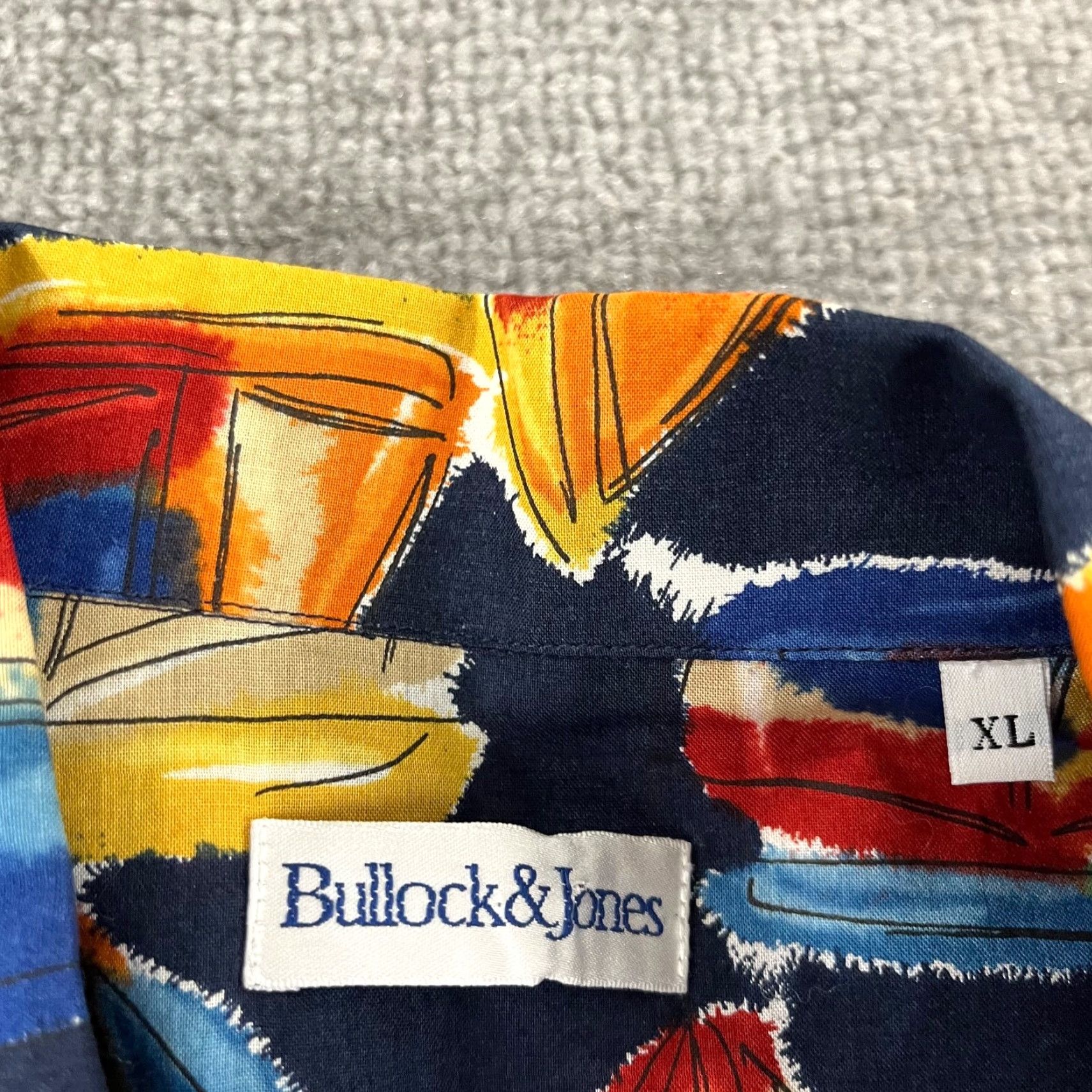 Nautica BULLock & Jones Shirt Mens XL Geometric Sailboat Nautical Hawaiian Button Up S/S Size US XL / EU 56 / 4 - 3 Thumbnail