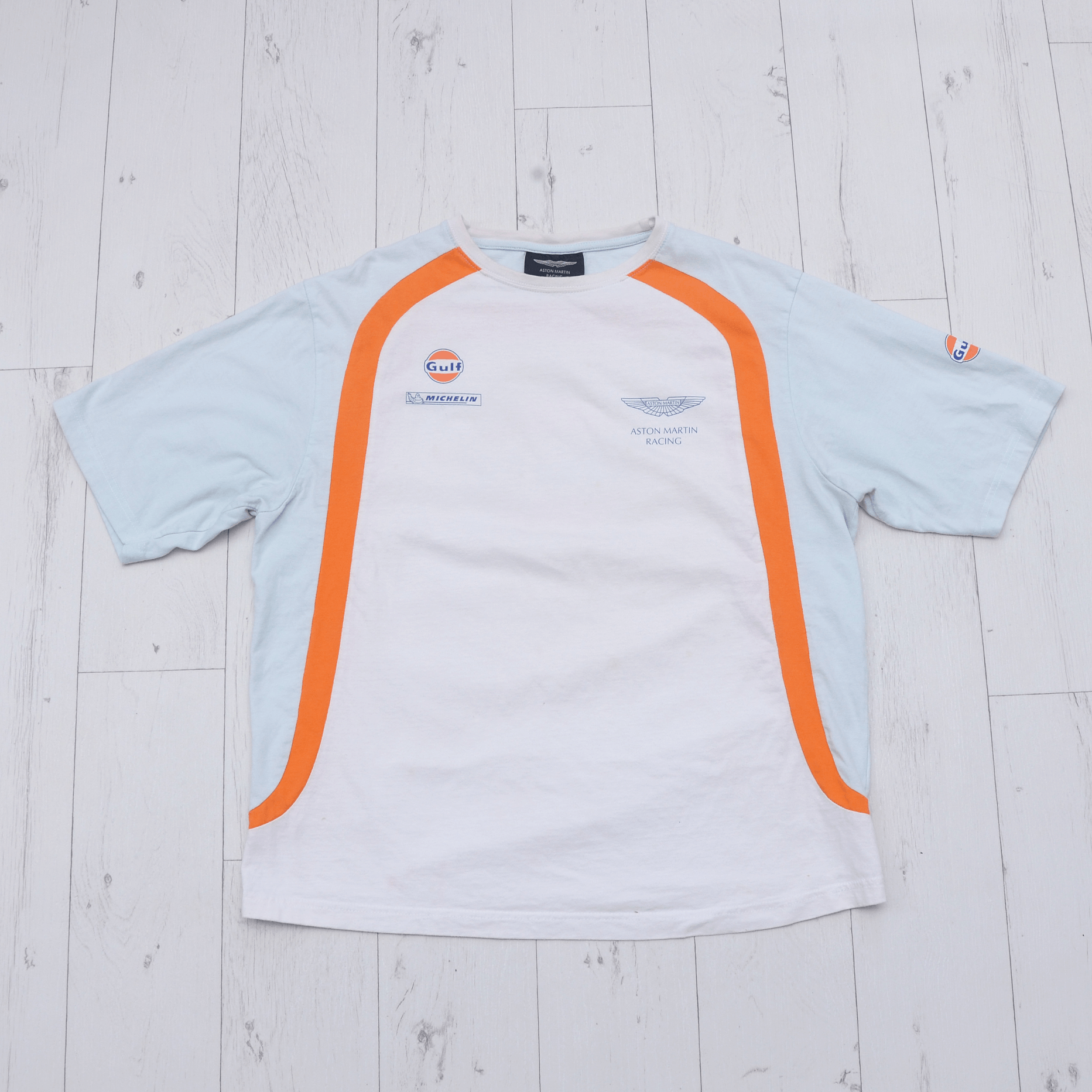 Vintage Aston Martin Racing Team T-Shirt Tee Gulf Rare Vintage XL-L Size US XL / EU 56 / 4 - 1 Thumbnail