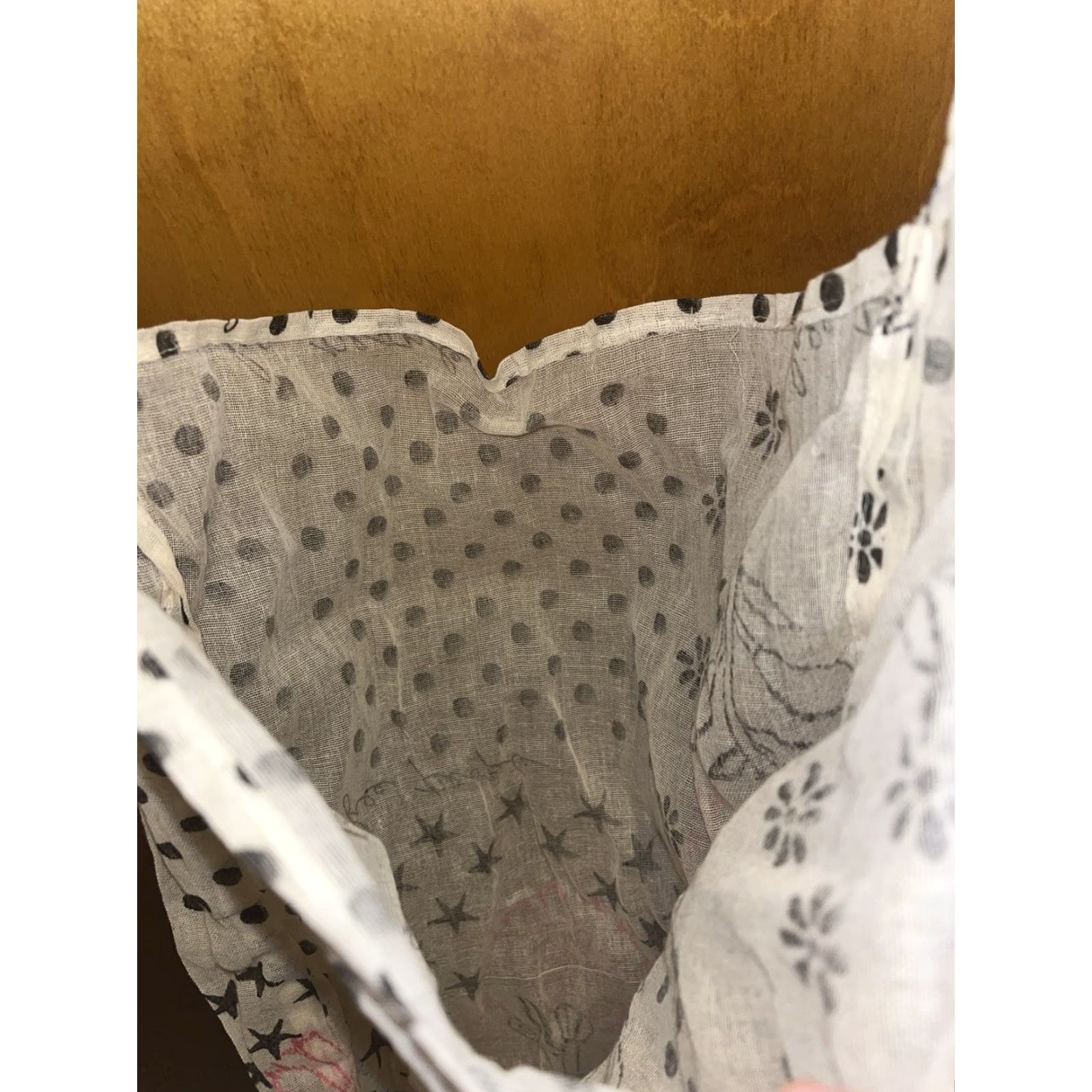 Free People VINTAGE Free People Tote Bag Women's Medium Cotton Boho Floral Reusable Shoulder Bag Black Pink Size ONE SIZE - 5 Thumbnail