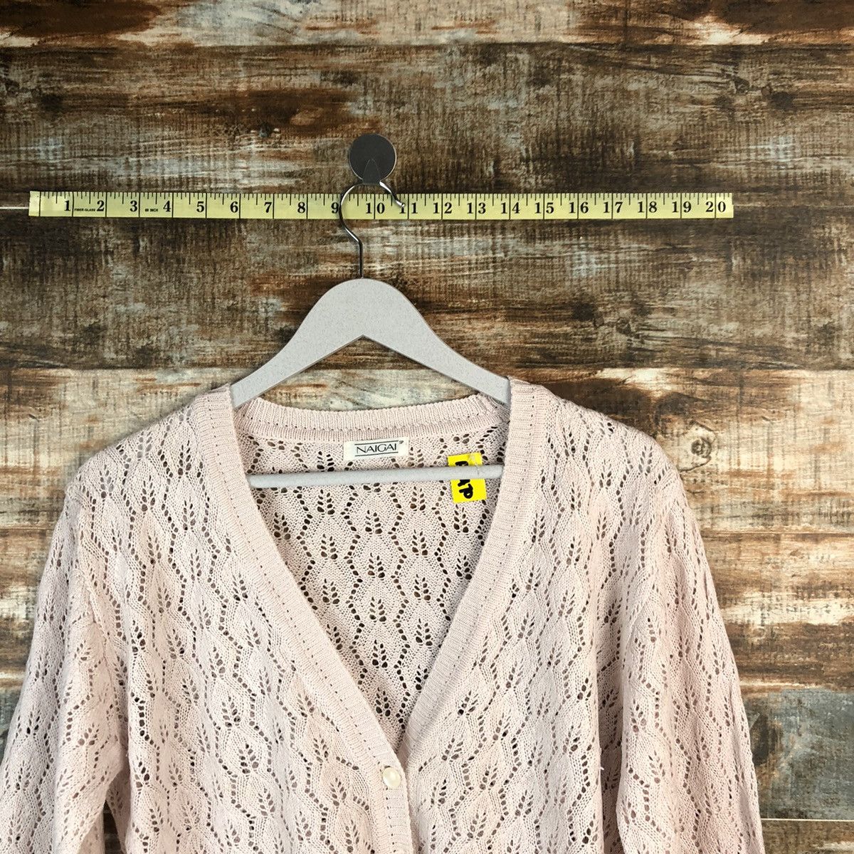 Japanese Brand Naiga Pink Cardigan crochet meshnet Knitwear #A1470 Size M / US 6-8 / IT 42-44 - 4 Thumbnail