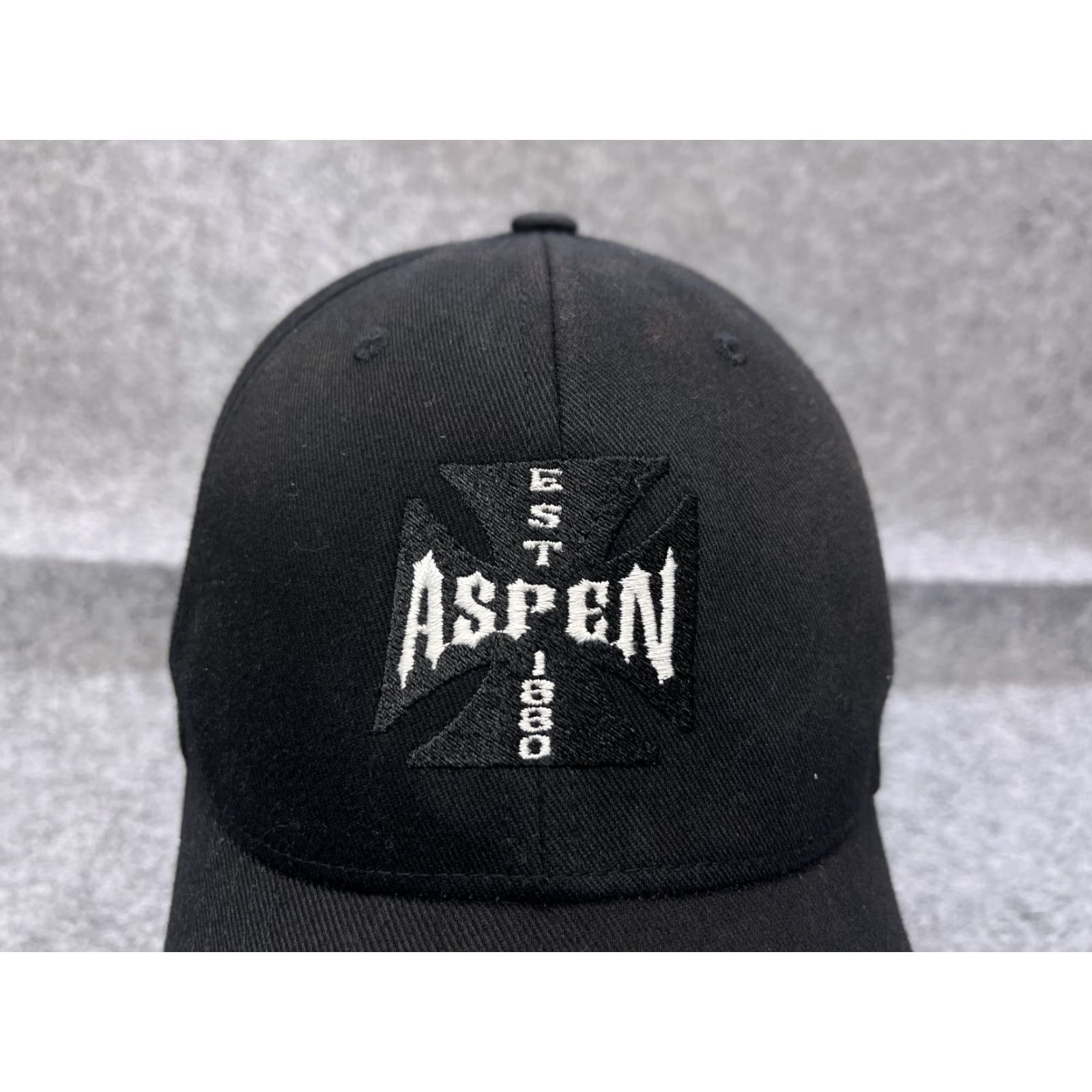 Vintage Yupoong Hat Adult One Size Black Poly Cotton Spandex Strap Back Sports Size ONE SIZE - 2 Thumbnail