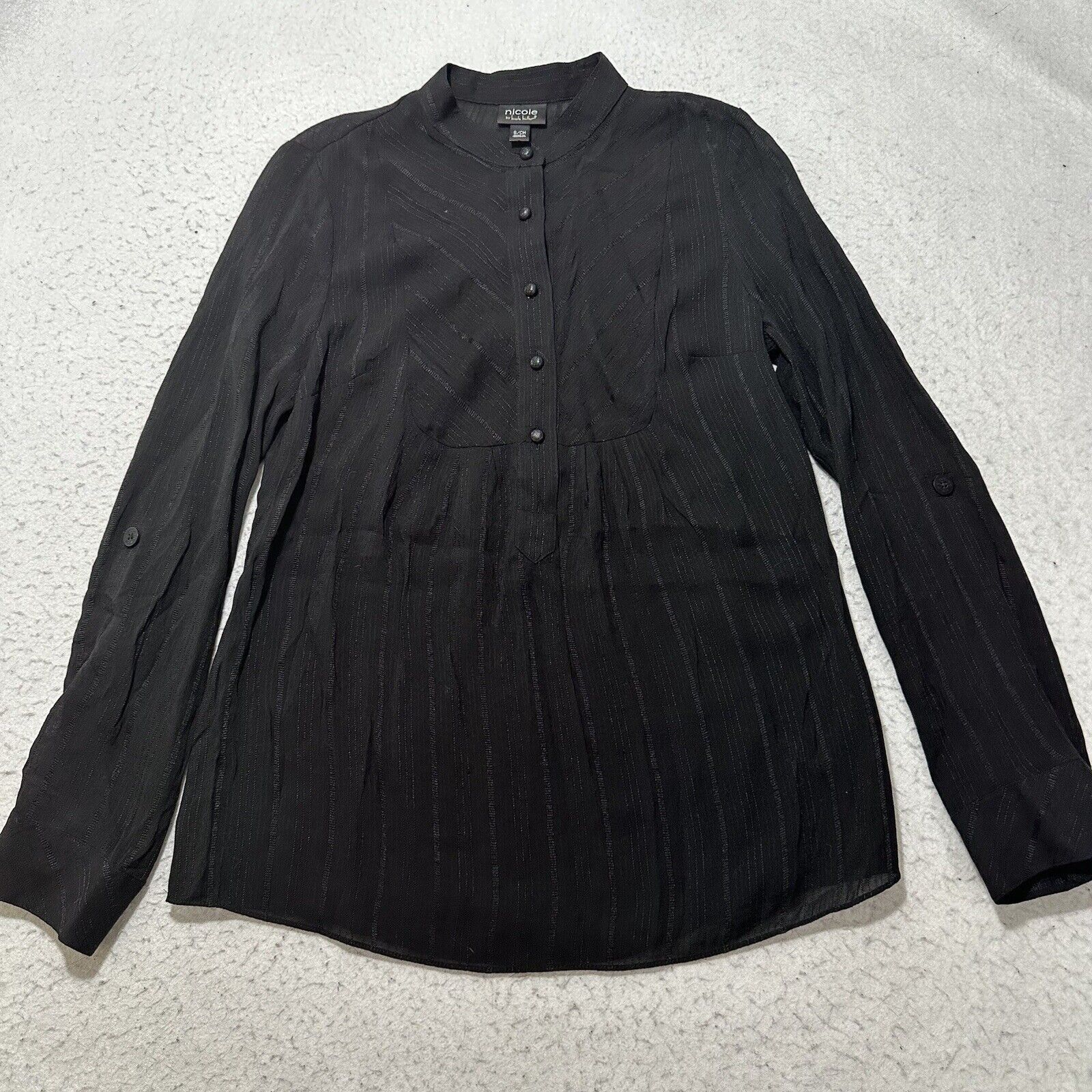 Nicole Miller Nicole Miller Small Button Down Collared Black Blouse Shirt Size S / US 4 / IT 40 - 1 Thumbnail