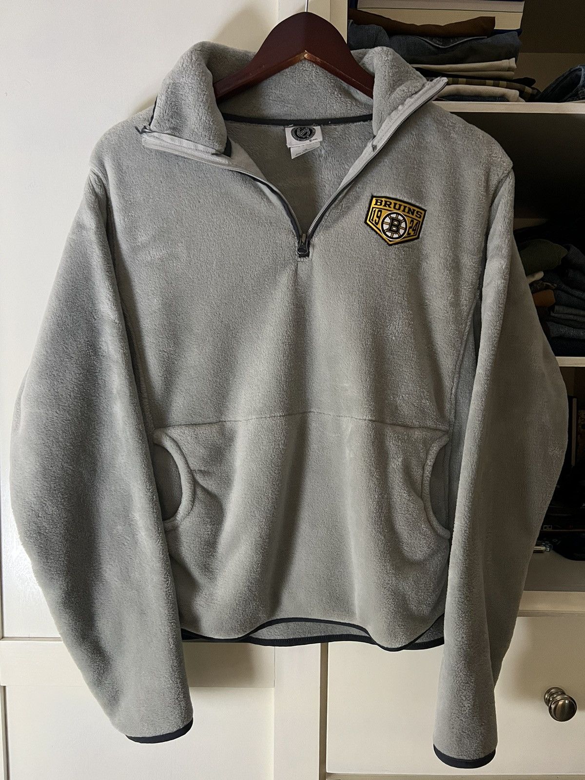 NHL NHL Boston Bruins Womens Micro Plush Fleece 1/4 Zip Pullover Size L / US 10 / IT 46 - 1 Thumbnail