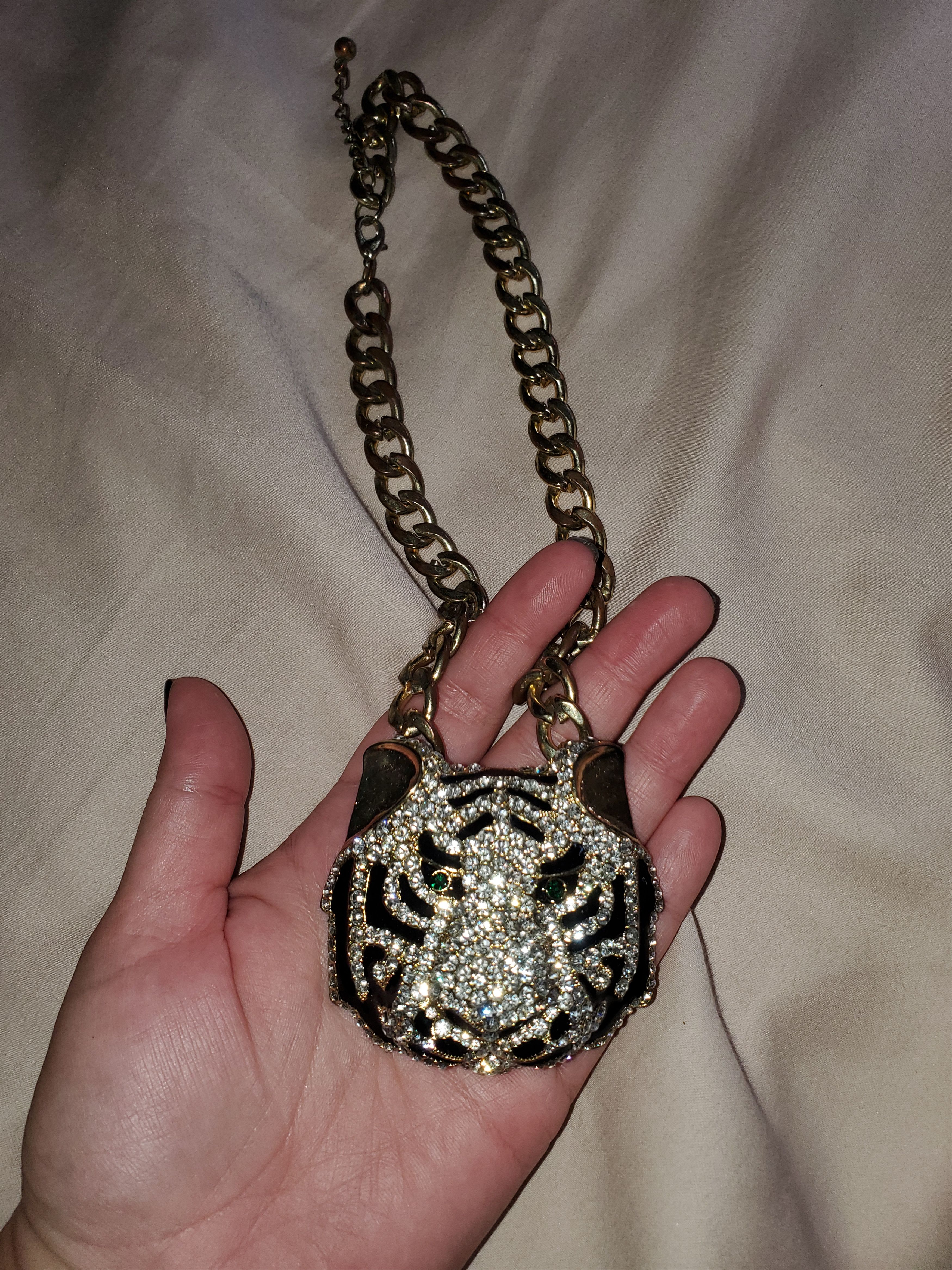 Vintage Vintage Blinged Out Tiger Face Necklace Size ONE SIZE - 2 Thumbnail