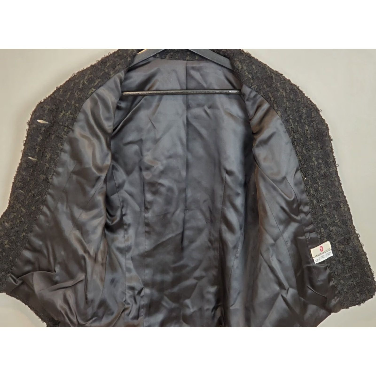 Vintage VINTAGE San Francisco Clothing BOUCLE Wool Jacket Black Green Check Women's Size 12 Jacket Size XL / US 12-14 / IT 48-50 - 3 Thumbnail