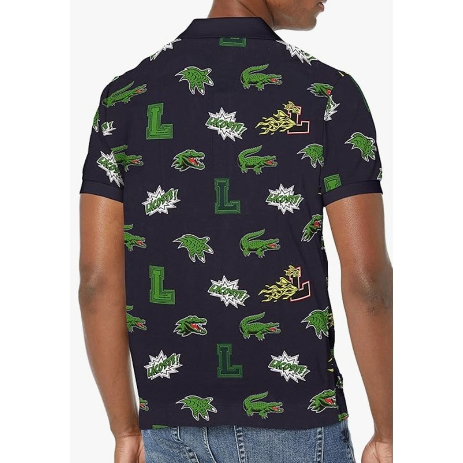 Lacoste Lacoste Men's Regular Fit Crocodile Print Polo Marine 2XL Size US XXL / EU 58 / 5 - 3 Thumbnail