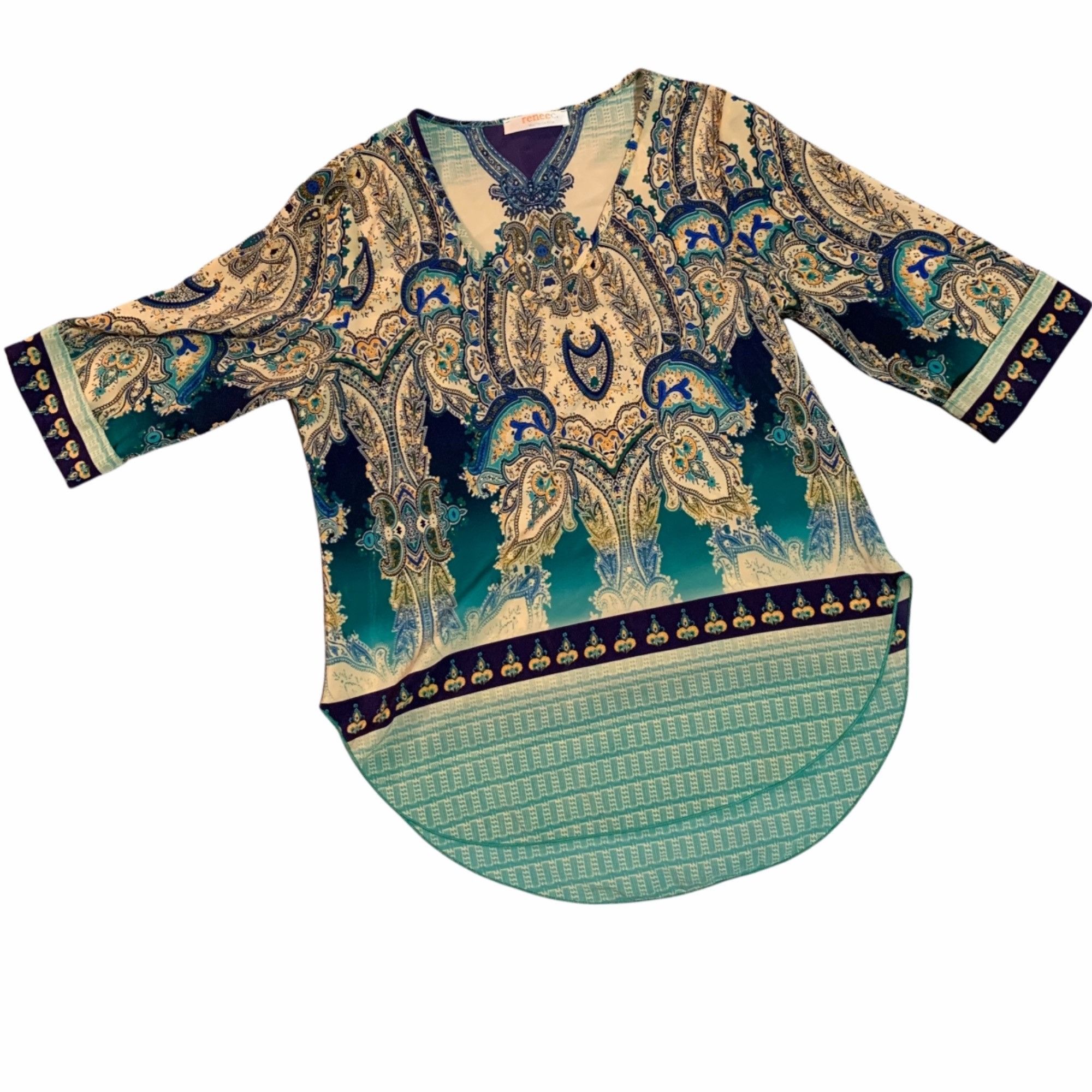 Other Renee C Boho Boho Blues Paisley 3/4 Sleeve Top S Size S / US 4 / IT 40 - 1 Thumbnail