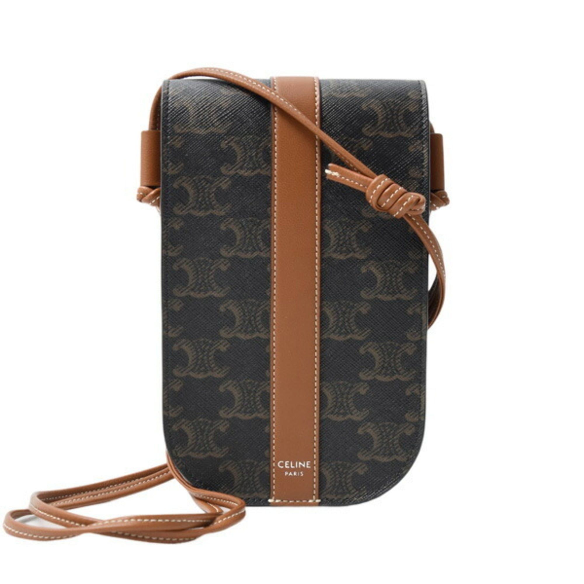 Celine Women's Mobile Pouch Phone Shoulder Bag in Triomphe Canvas and Calfskin CELINE 10H742DCH.04LU
