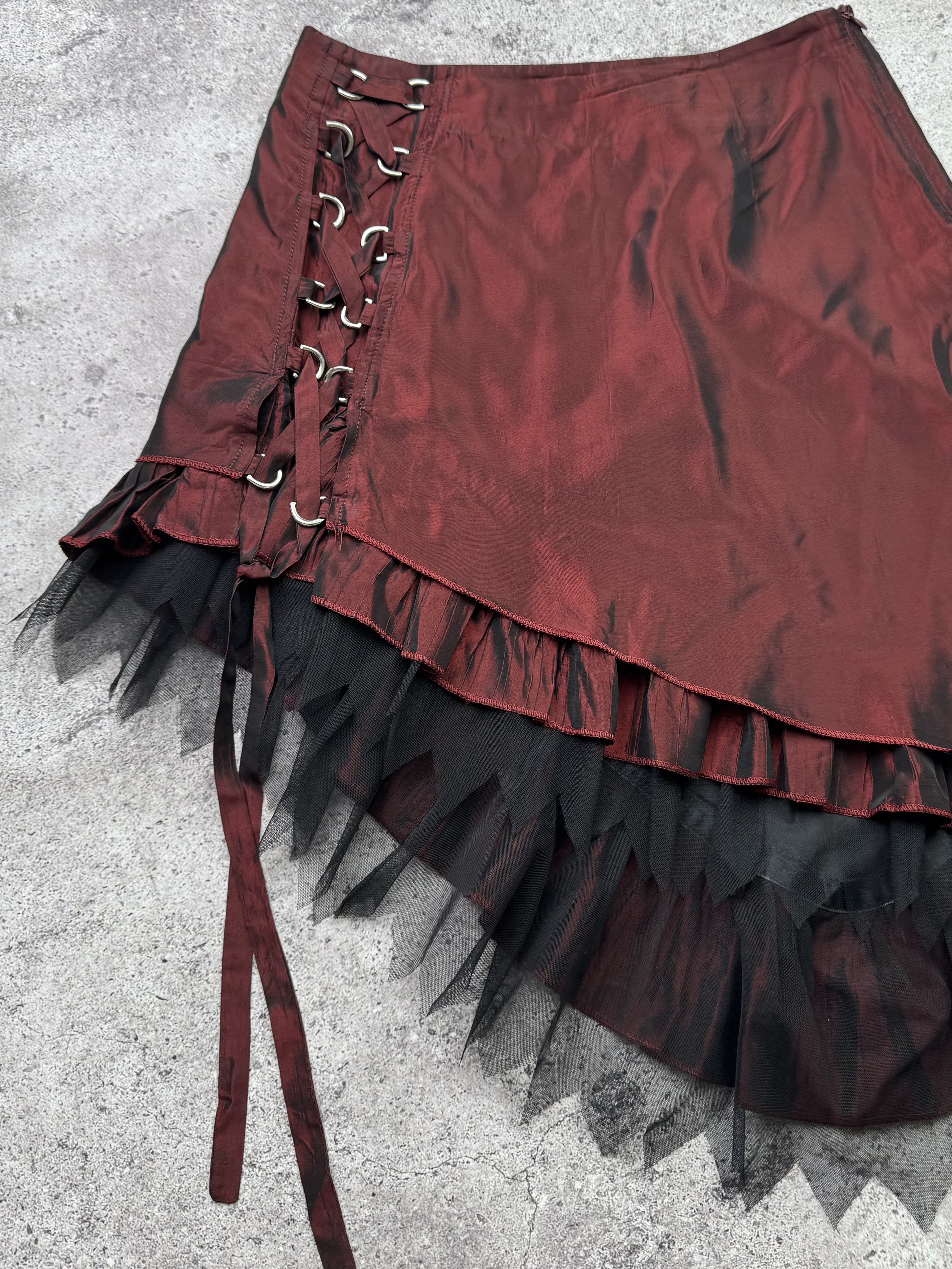 Vintage Vintage Midi Asymmetry Flare Skirt Bondaged C590(V235)(E8) Size 28" / US 6 / IT 42 - 2 Thumbnail
