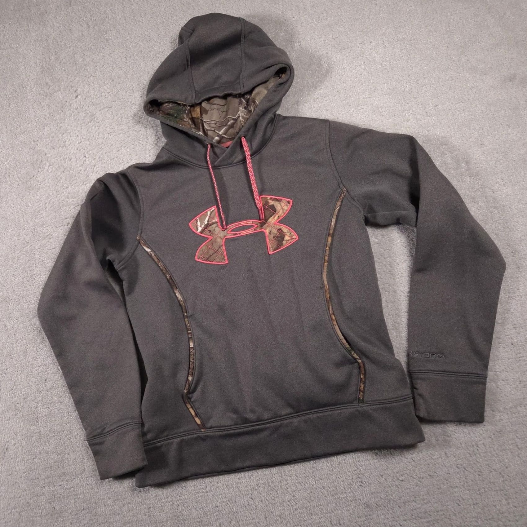Under Armour Under Armour Hoodie Womens Small Gray UA Storm Camouflage Logo Pullover Sweatshirt Size S / US 4 / IT 40 - 3 Thumbnail