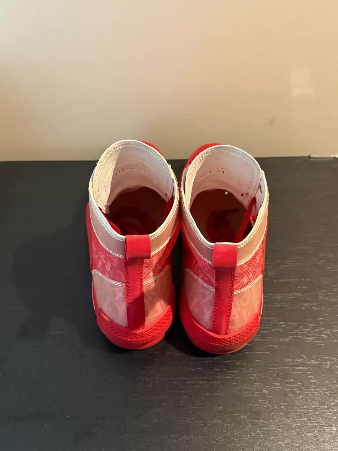 Dior Dior B23 White & Red High-Top Sneakers Ｑ20 Size US 8 / EU 41 - 2 Thumbnail