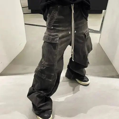 Designer × Japanese Brand × Jean Hombre Drawstring Elastic Baggy Cargo Jeans y2k Size US 34 / EU 50 - 4 Thumbnail
