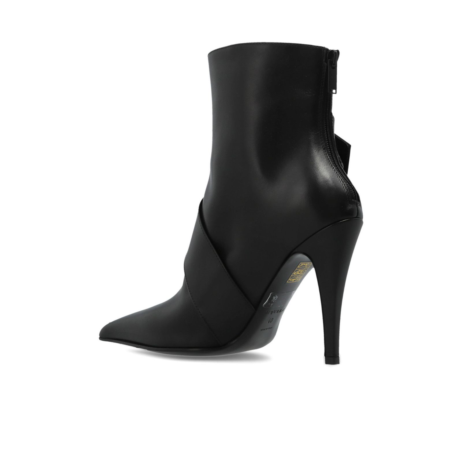 ALEXANDER MCQUEEN Heron Black Leather Ankle Boots New (Women