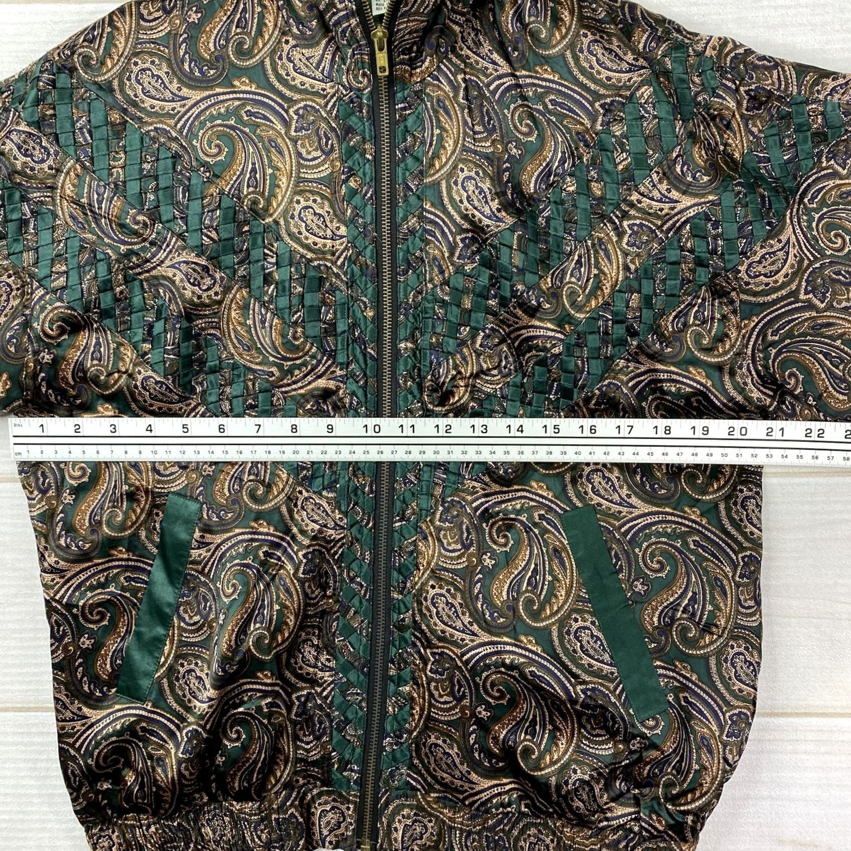 Greats VINTAGE Cavalier Jacket Womens XS Paisley Green 100% Silk Lace Zipper Short Sleeve Hand Wash Only Size XS / US 0-2 / IT 36-38 - 7 Thumbnail