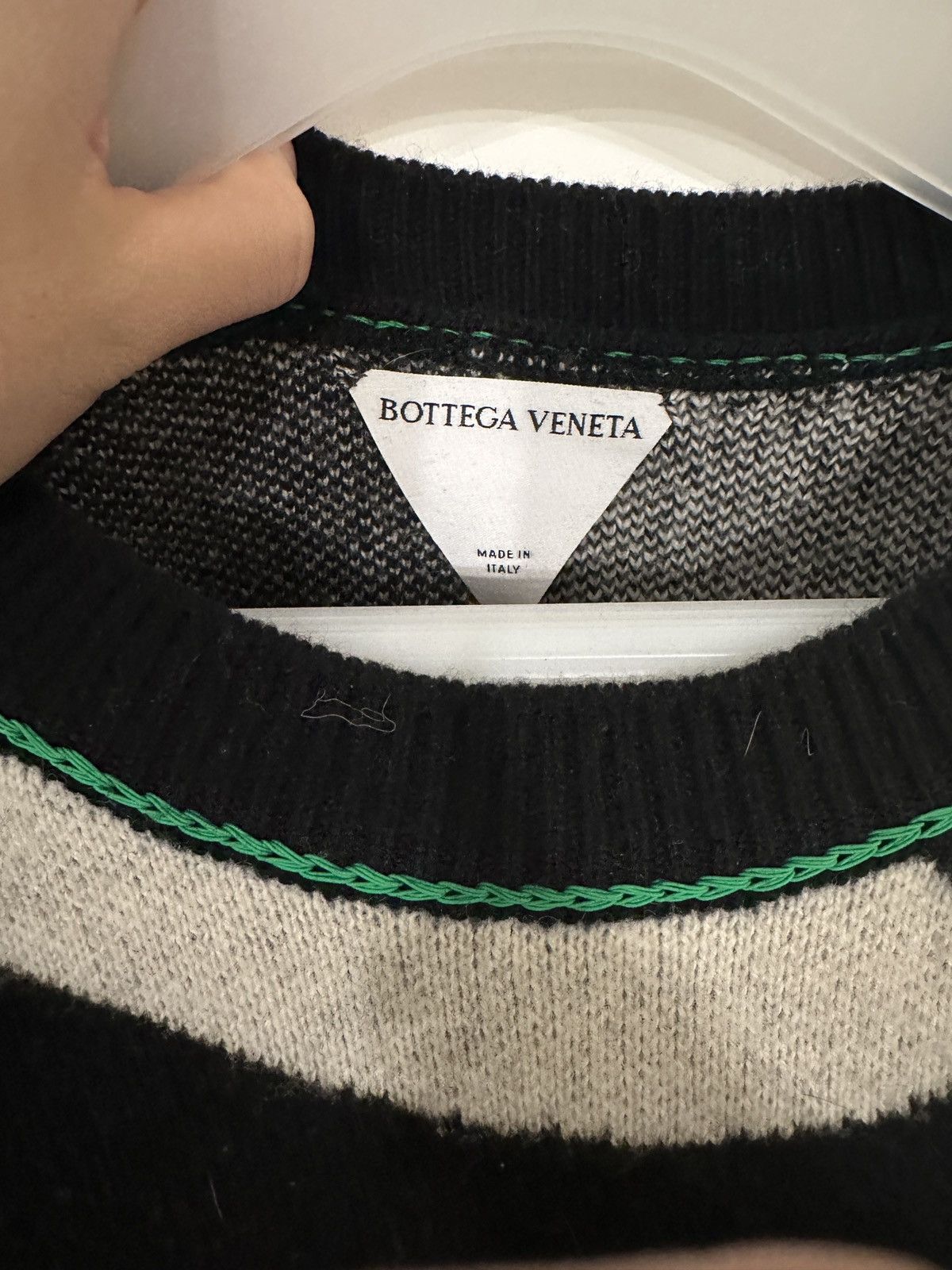 Bottega Veneta Black white crewneck sweater contrast stitch Size US L / EU 52-54 / 3 - 3 Thumbnail
