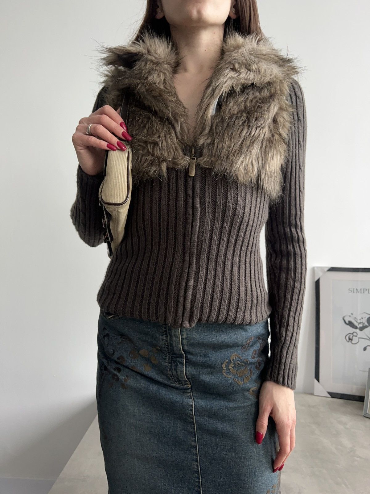 Vintage Beautiful Far Faux Zip Sweater Y2K Avant Garde Size XS / US 0-2 / IT 36-38 - 6 Thumbnail