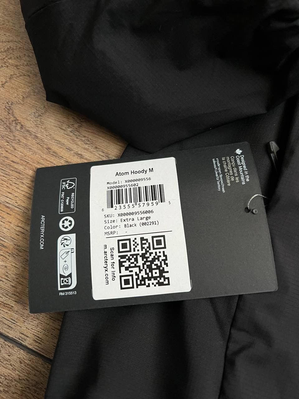 Arc'teryx Arc’teryx Atom Mens Lt Black Hoodye Jacket Size US XL / EU 56 / 4 - 8 Thumbnail