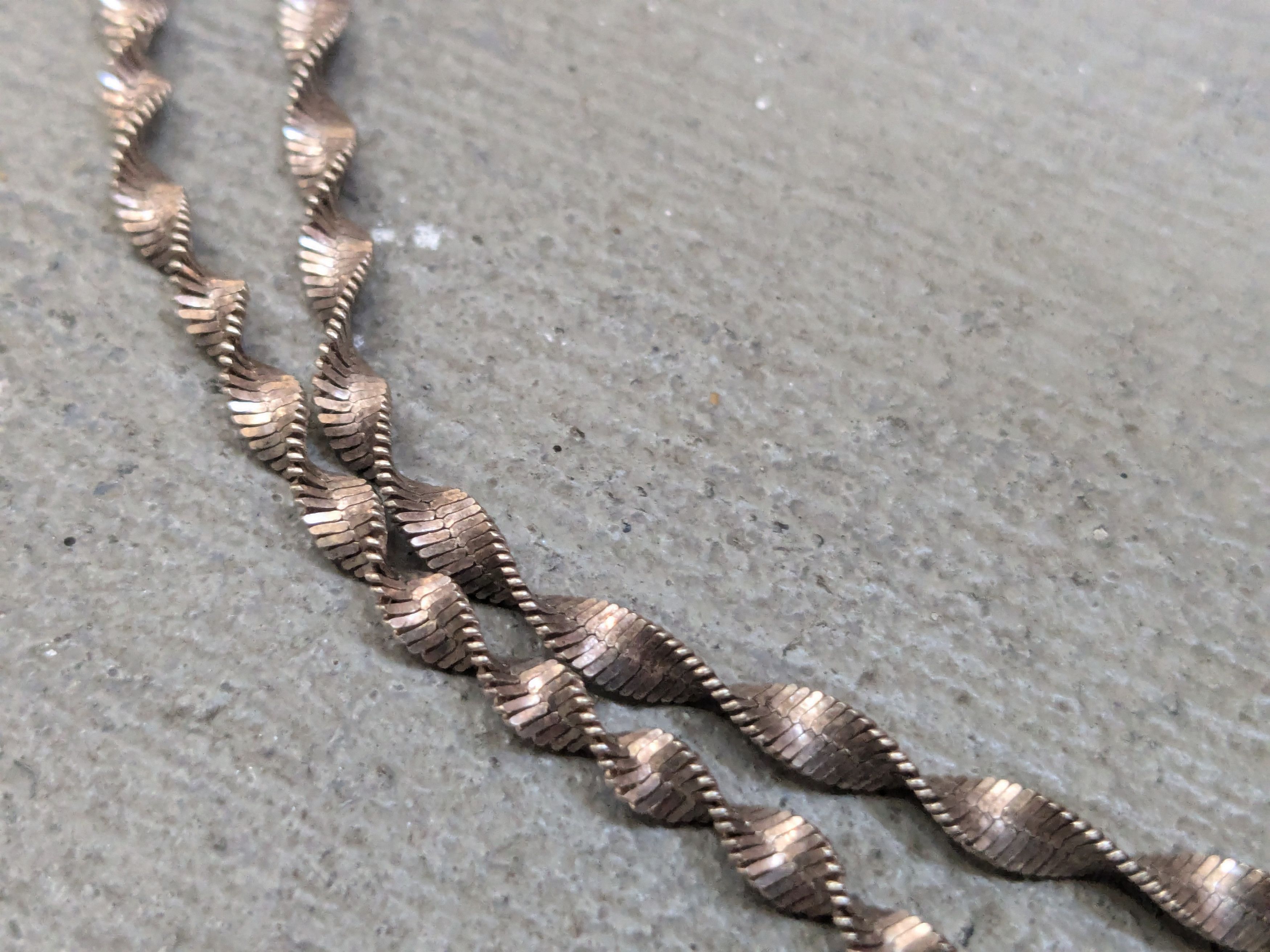 Jewelry Sterling Silver Necklace 24" Herringbone Twist Italy Size ONE SIZE - 3 Thumbnail