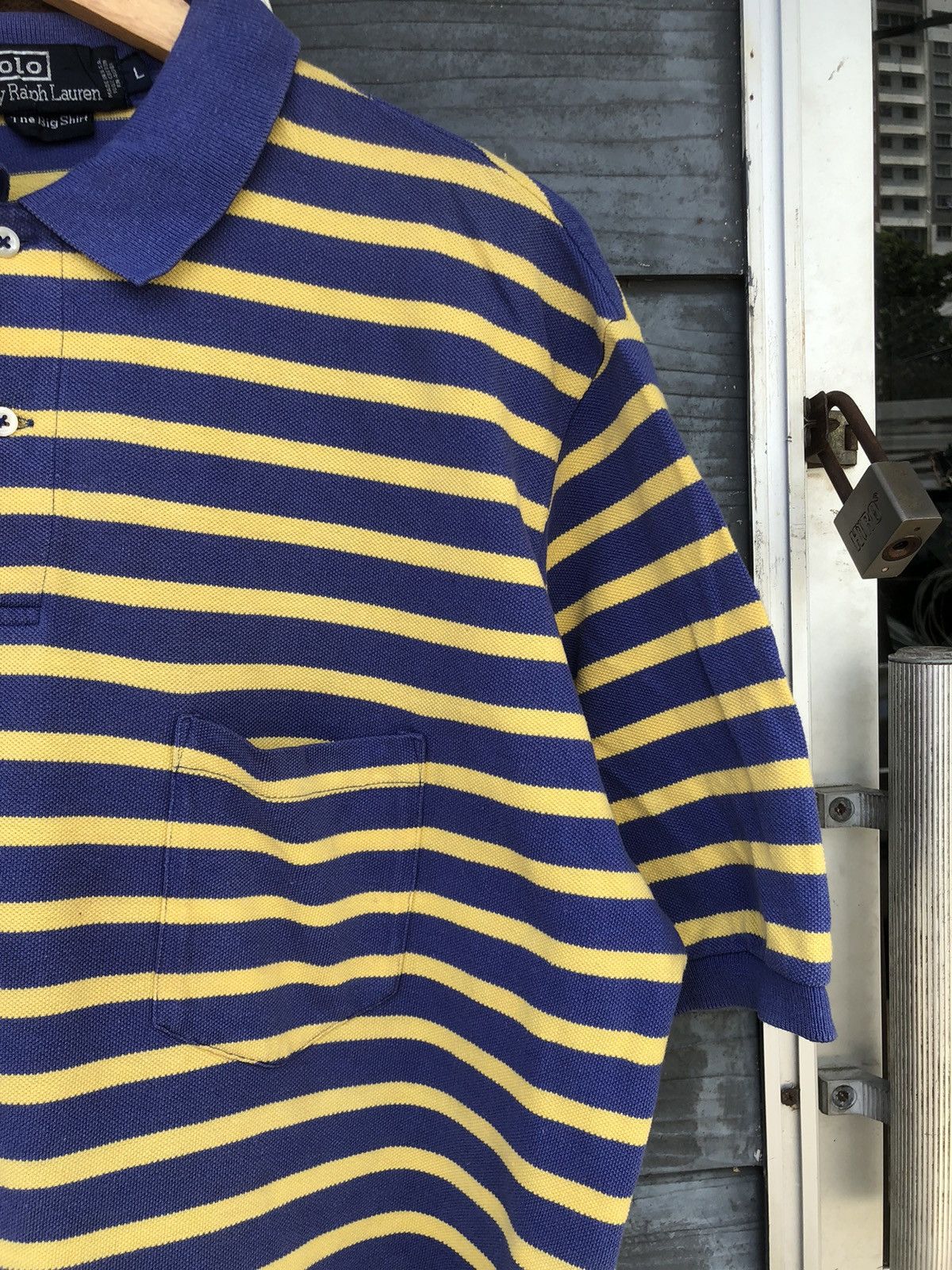 Polo Ralph Lauren Vintage Polo Ralph Lauren Stripe Single Pocket Polo Shirt Size US XL / EU 56 / 4 - 5 Thumbnail
