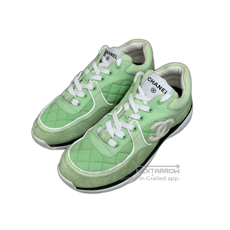 Chanel Chanel Green Diamond Pattern Sneakers Size 38. Size US 8 / EU 41 - 1 Thumbnail