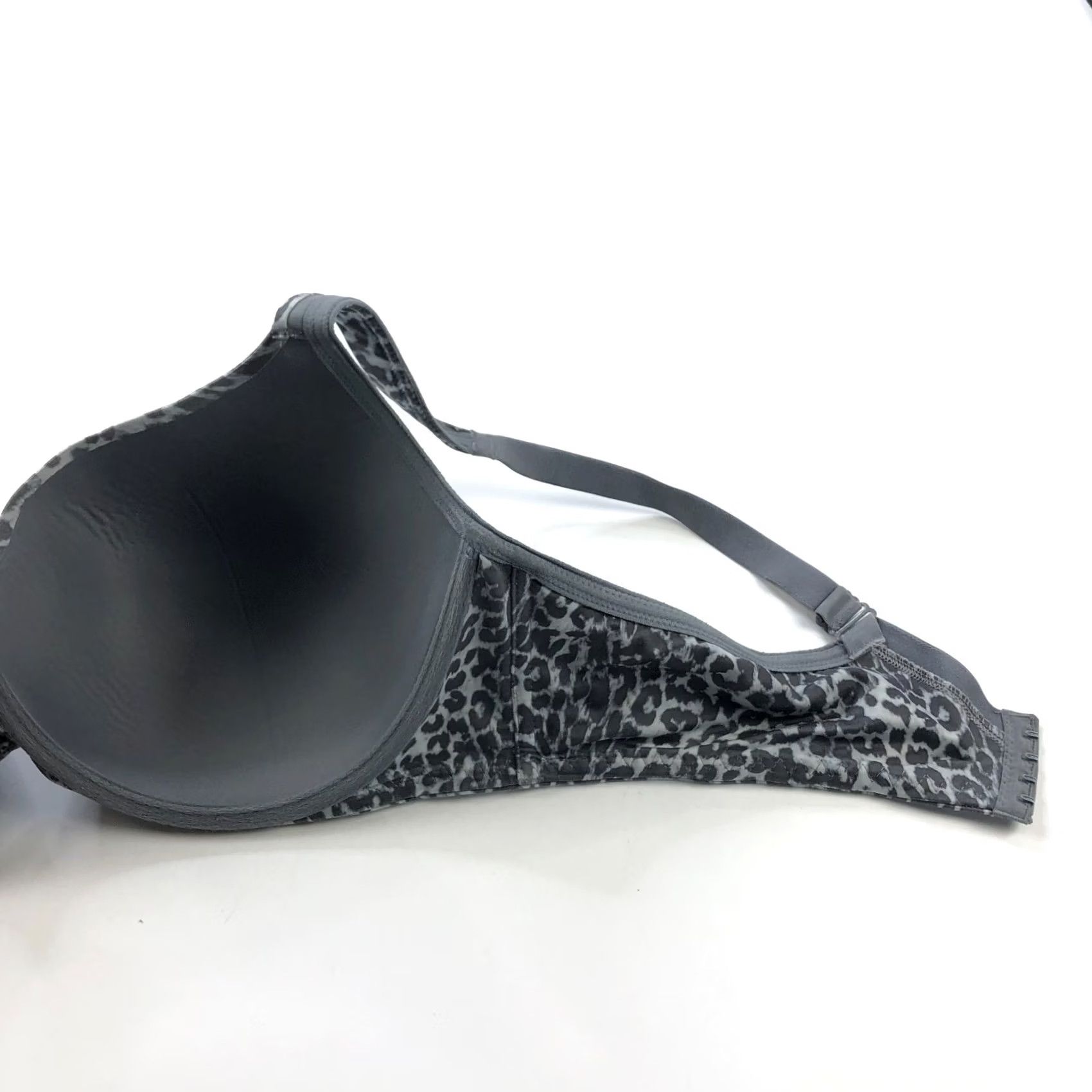 Vintage Soma Bra Underwired Padded 42DDD Gray Leopard Cheetah Full Coverage Push Up Size ONE SIZE - 6 Thumbnail