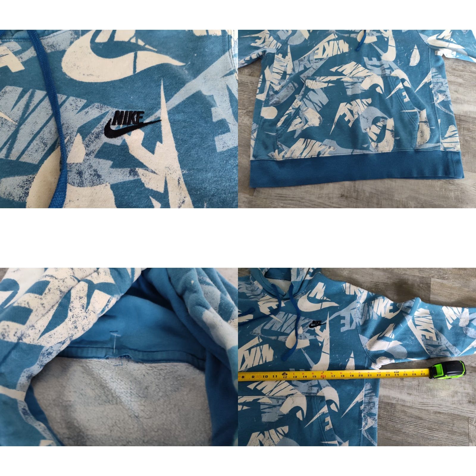 Nike Nike Hoodie Mens Medium Pullover Swoosh All Over Print Blue White DM6881-407 AOP Polo Branded Nike Swoosh Hoodie Pullover Size US M / EU 48-50 / 2 - 8 Thumbnail