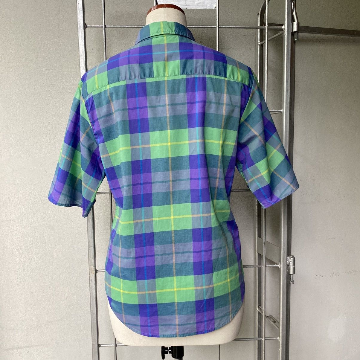 Love Moschino Love Moschino Green and Purple Plaid Short Sleeve Shirt Size M / US 6-8 / IT 42-44 - 2 Thumbnail