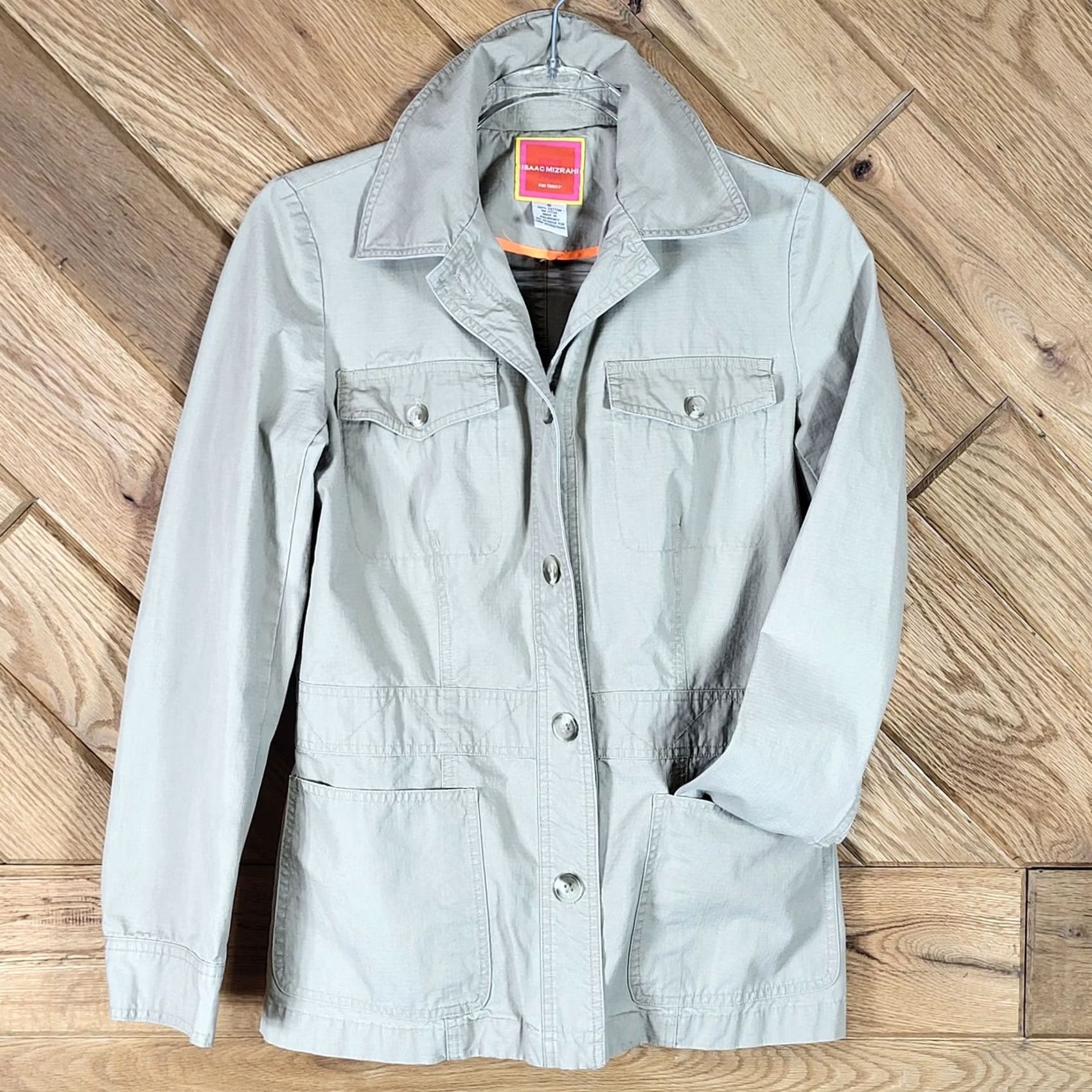 Isaac Mizrahi Isaac Mizrahi Jacket Womens S Khaki Tactical Ripstop Button Down Size Sand Cotton Size S / US 4 / IT 40 - 4 Thumbnail