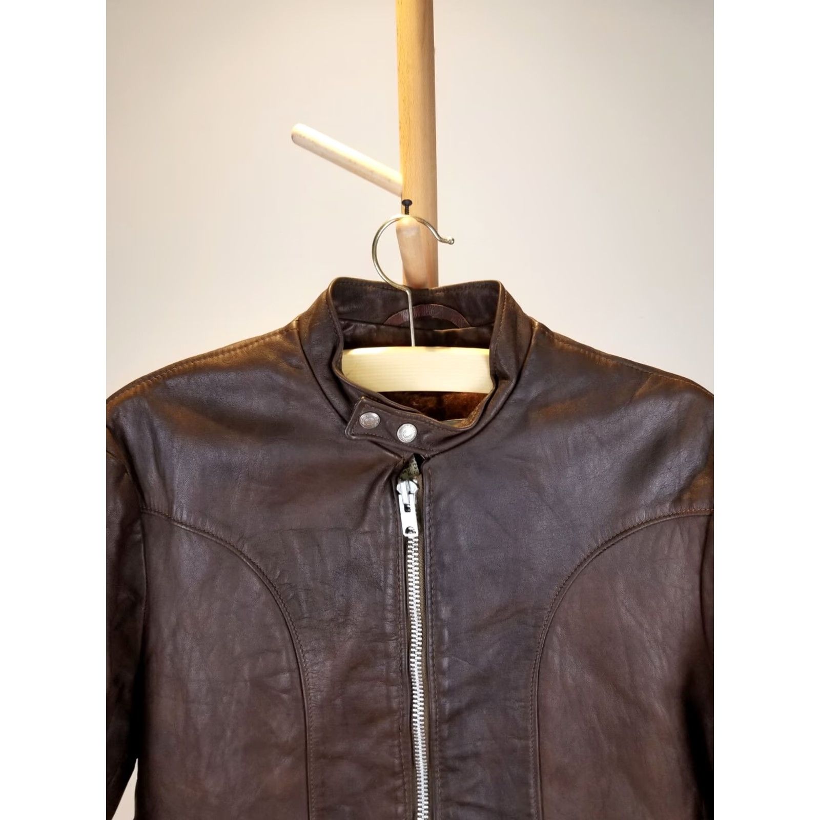 Schott VINTAGE Schott Brown Cafe Racer Motorcycle Leather Jacket SZ 48 Lined Men Jacket 70's Size US M / EU 48-50 / 2 - 2 Thumbnail