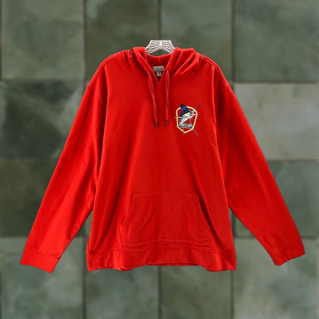 Vintage Ocean and Coast Hoodie Mens XXL Red Long Sleeve Graphic Game Fish Size US XXL / EU 58 / 5 - 1 Thumbnail