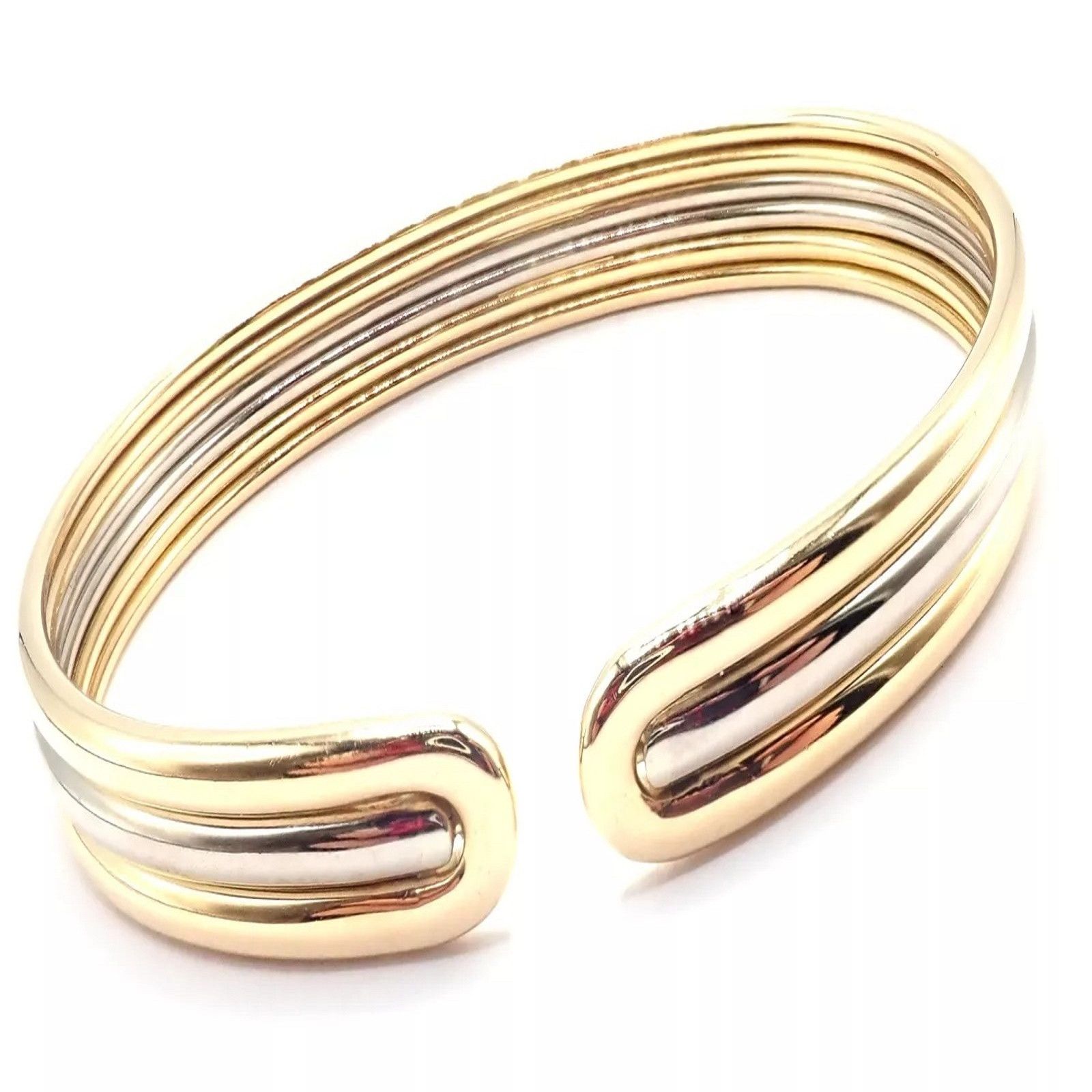 Van Cleef & Arpels 18k Yellow & White Gold Bangle Cuff Bracelet Size ONE SIZE - 4 Thumbnail