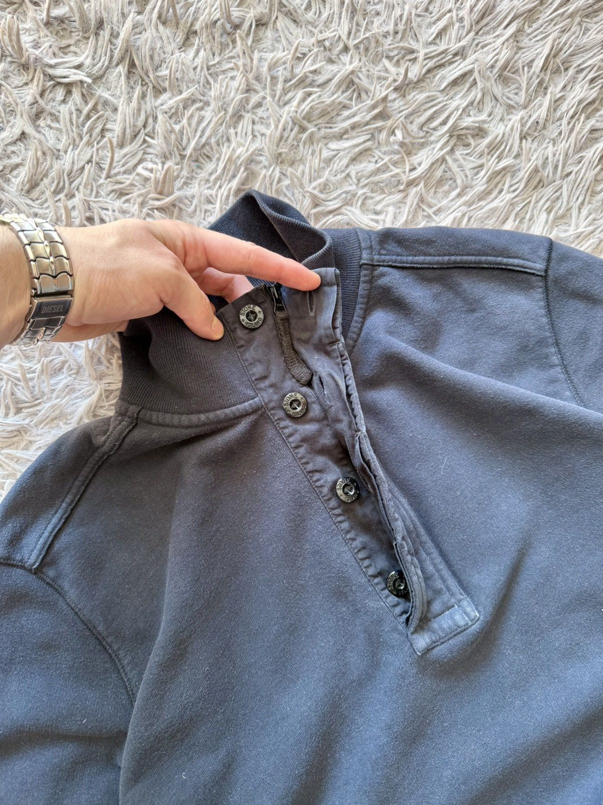 Stone Island 00s Stone Island Quarter-Zip Mock Neck Sweatshirt Navy Blue Size US L / EU 52-54 / 3 - 10 Thumbnail