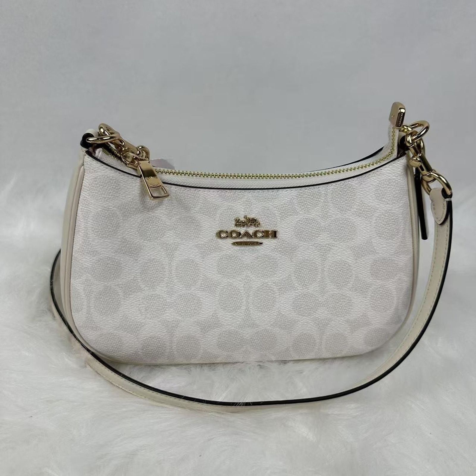 Coach Coach Teri Shoulder Signature Canvas In Gold/White/Chalk Size ONE SIZE - 2 Thumbnail