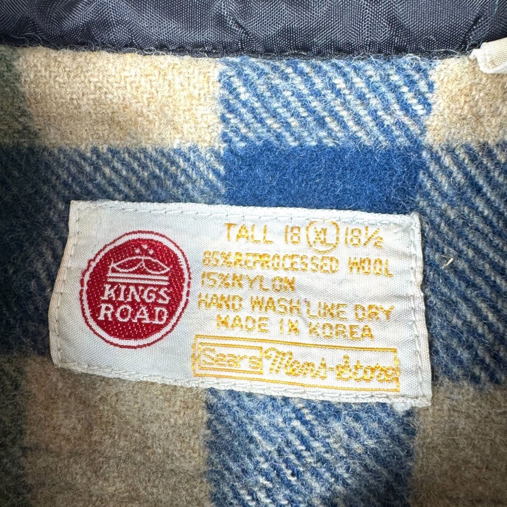 Sears VINTAGE Sears Kings Road Mens XL Heavy Blue Plaid Wool Flannel Shirt Size US XL / EU 56 / 4 - 5 Thumbnail